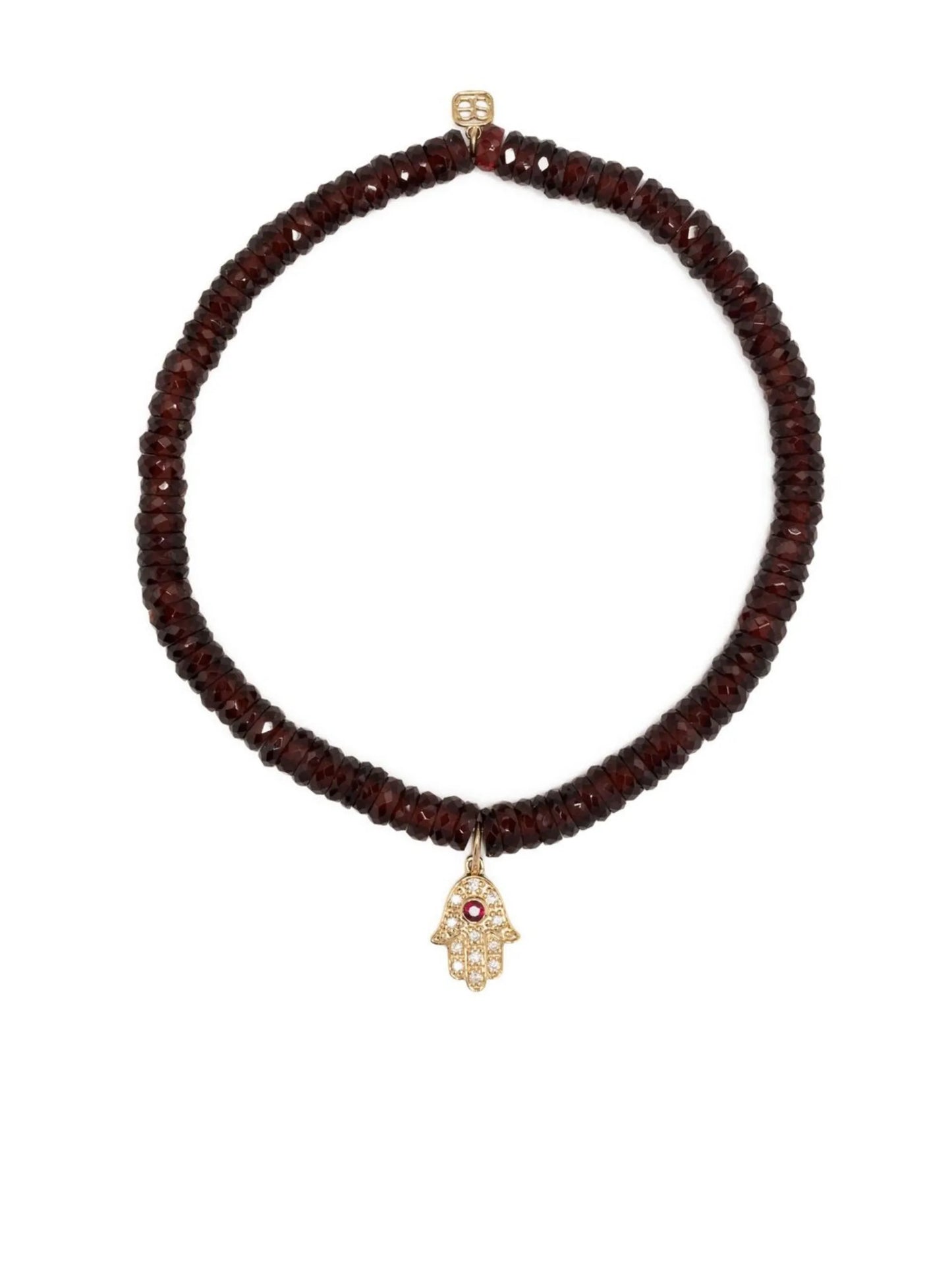 14kt yellow gold garnet beaded bracelet