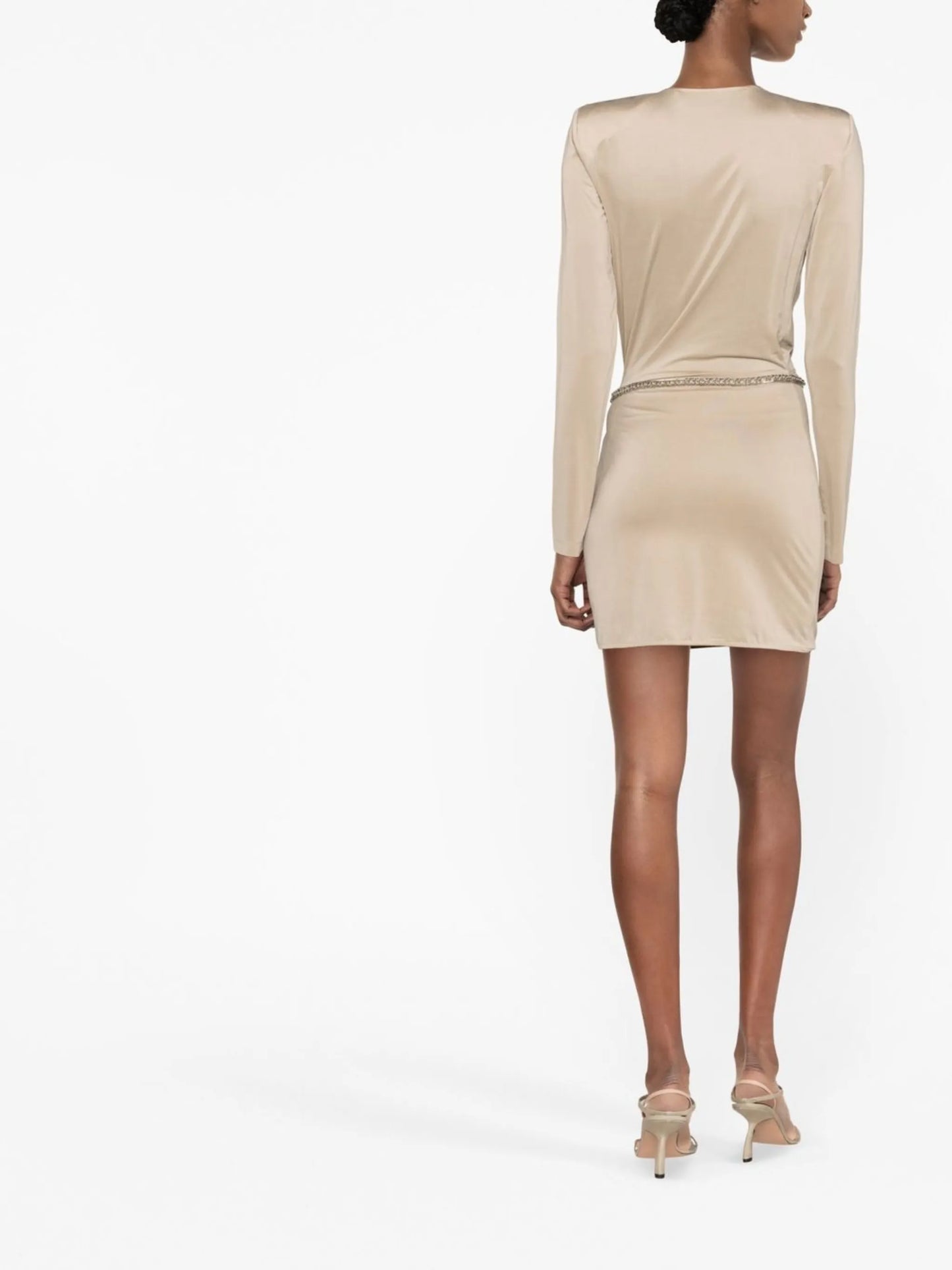 cowl-neck chain-detail dress