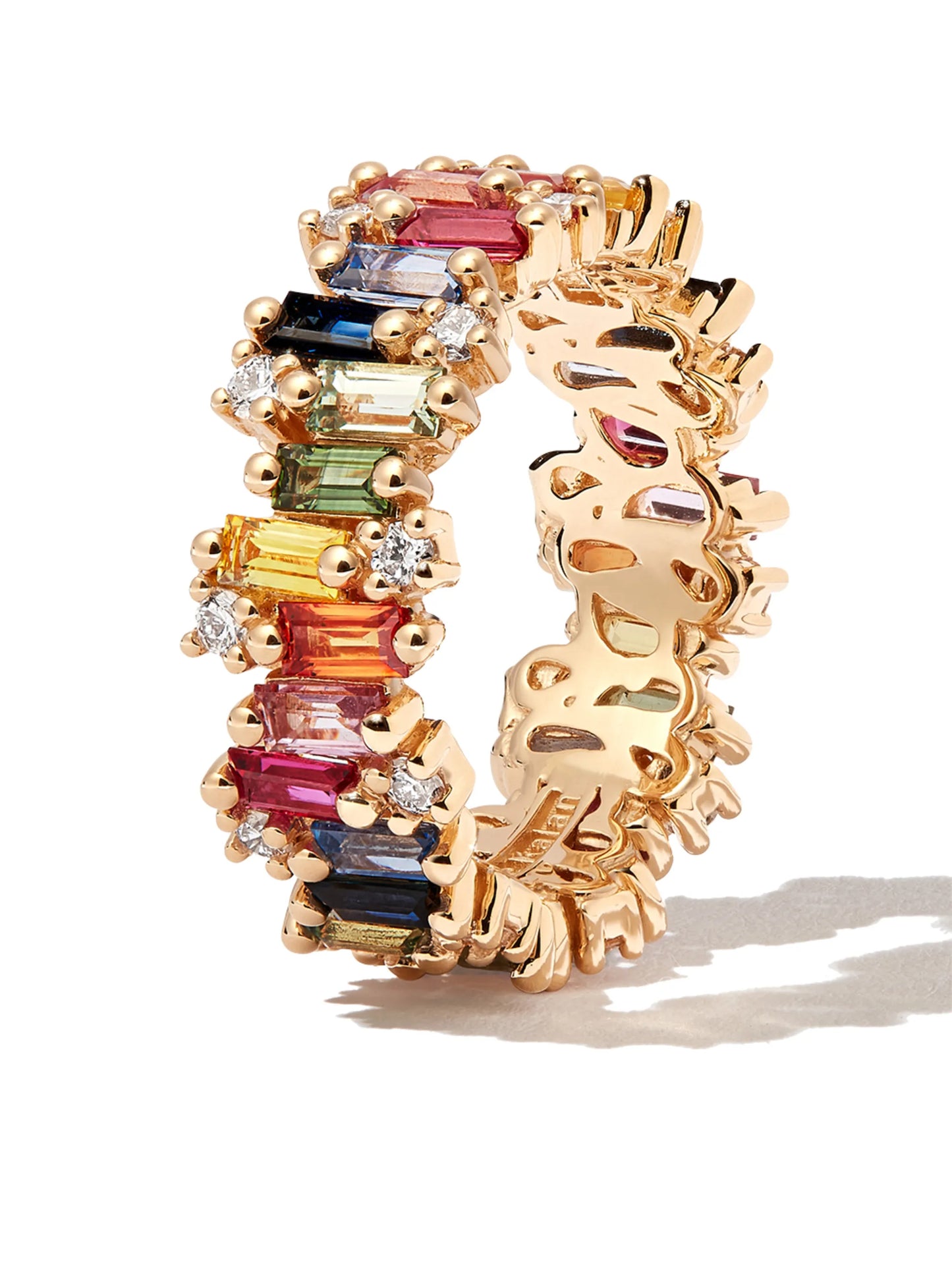 18kt yellow gold Fireworks rainbow sapphire eternity ring