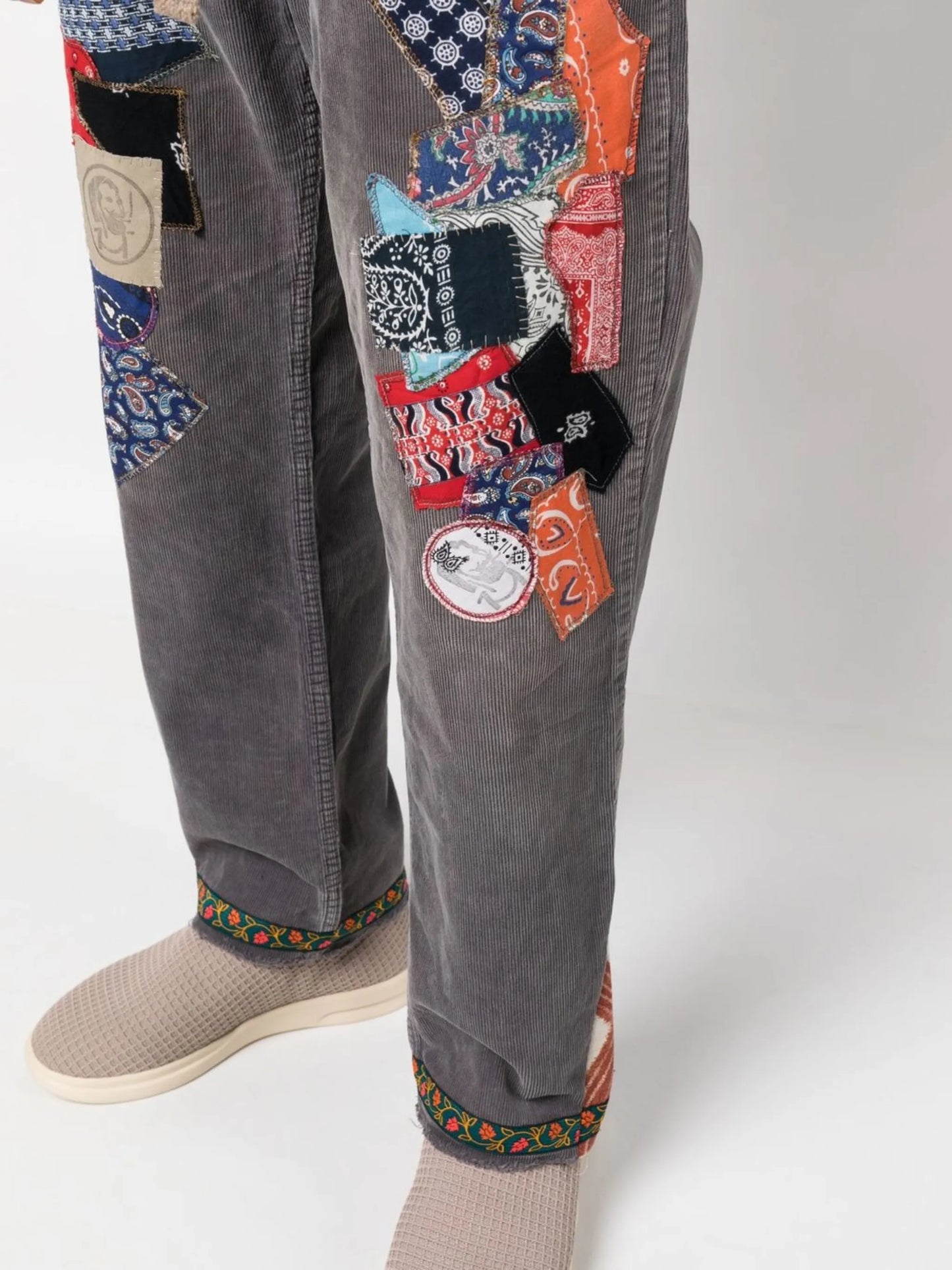 patchwork-detail straight-leg jeans