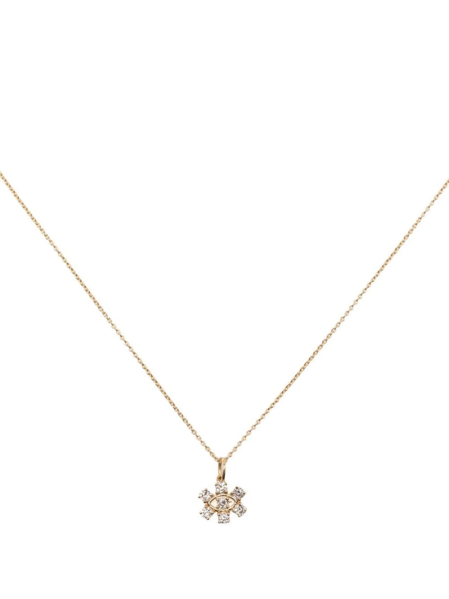 14kt yellow gold diamond eye necklace