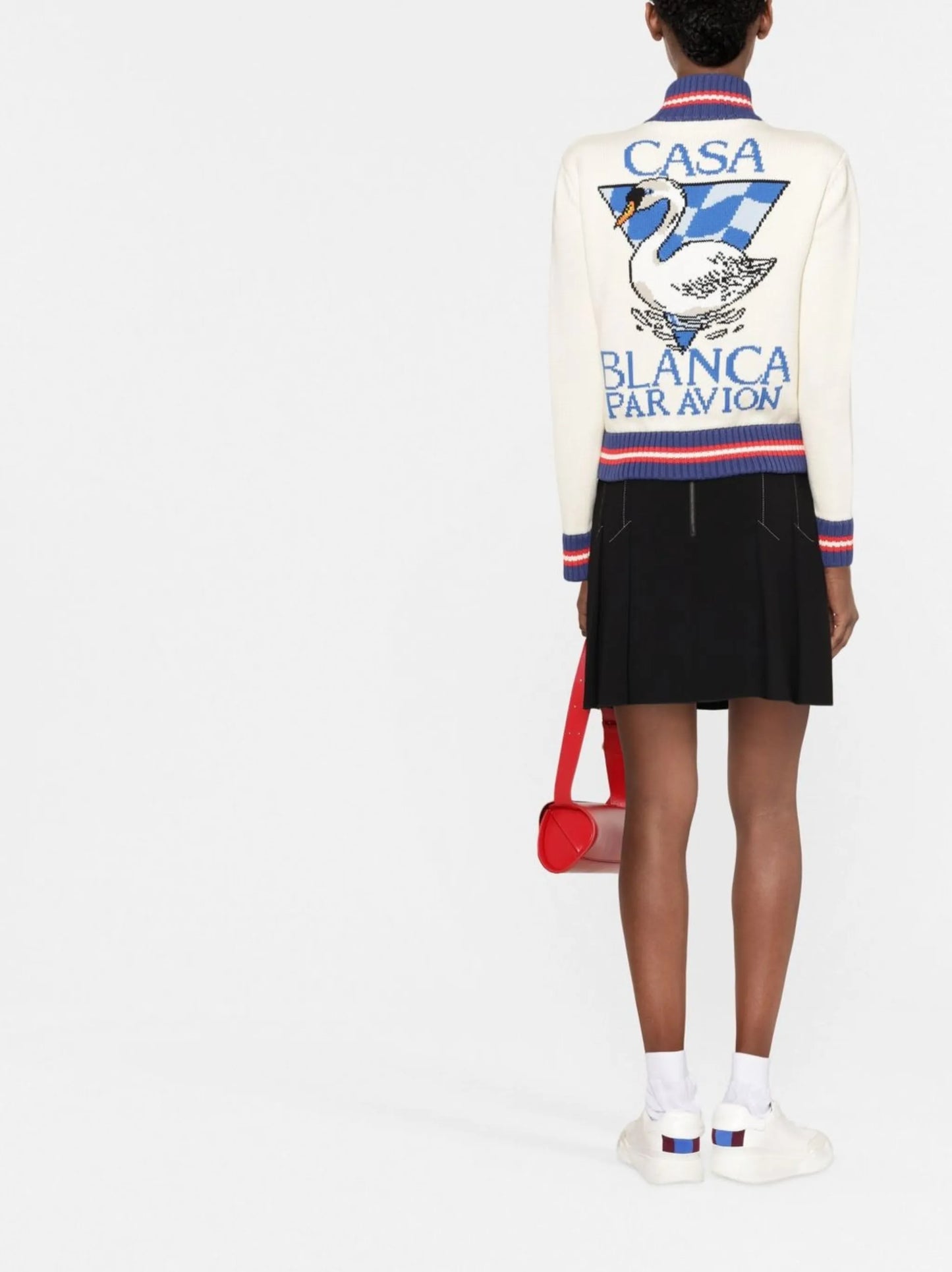 intarsia-knit high-neck cardigan