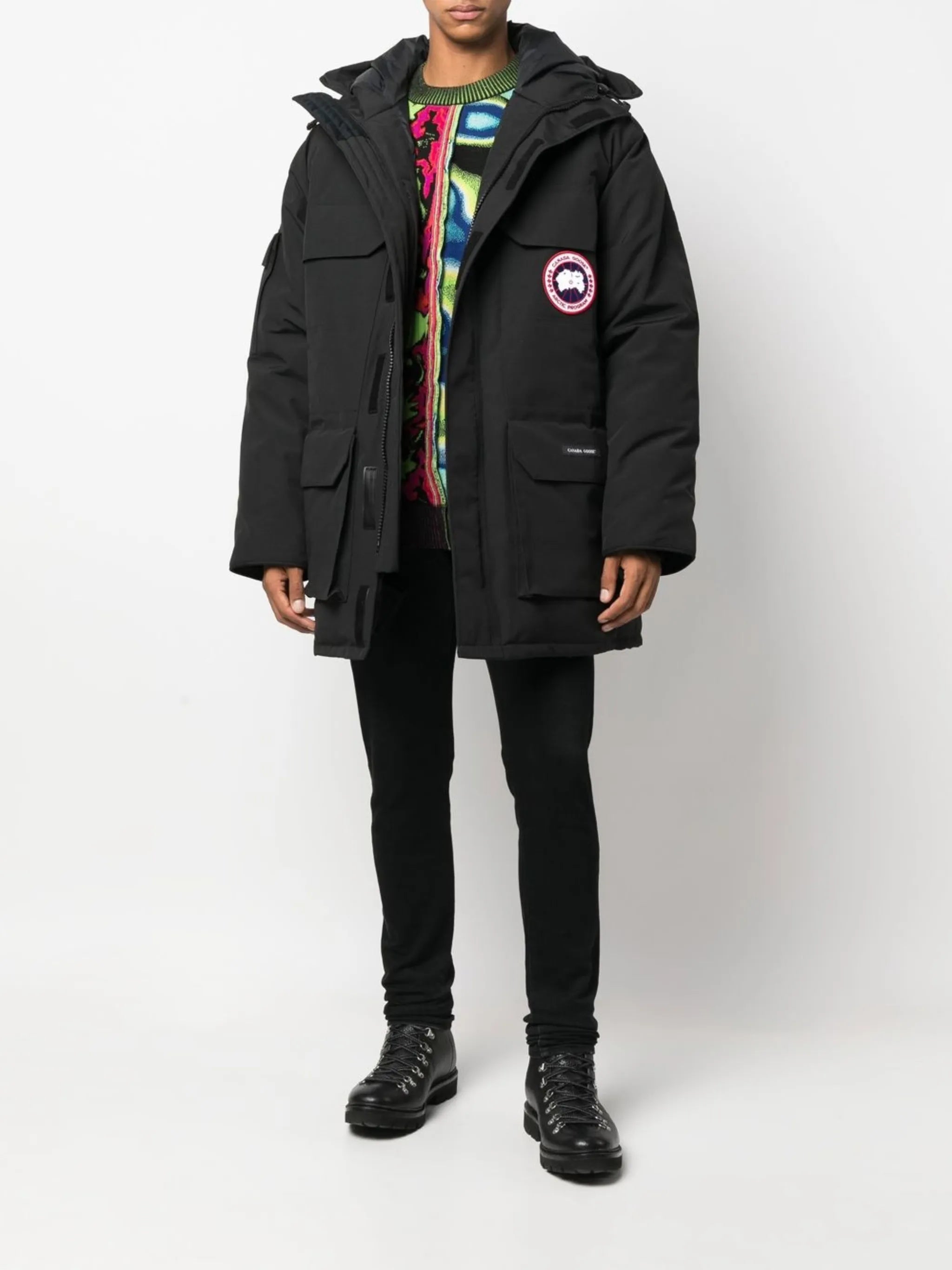 logo-patch hooded down jacket