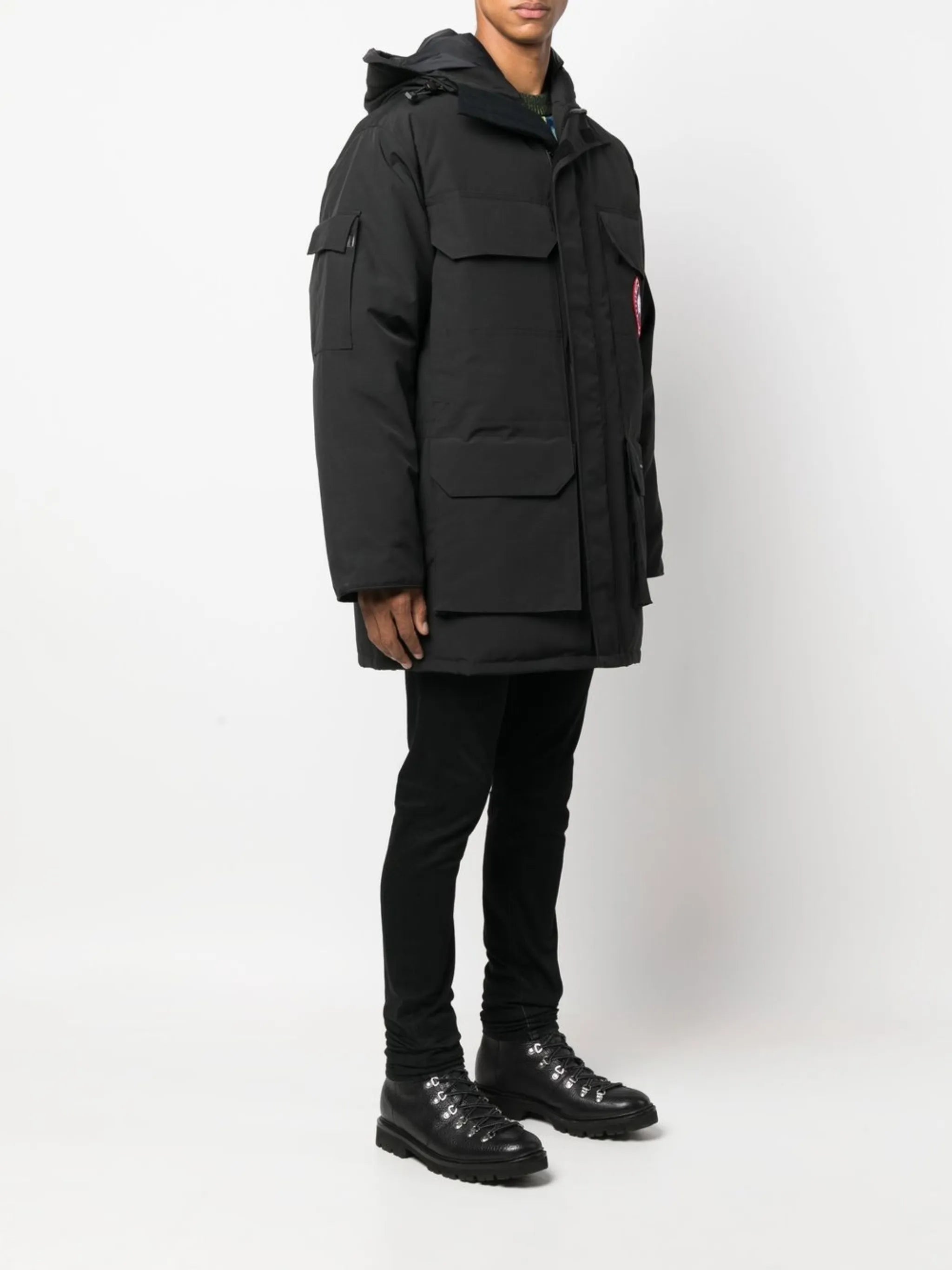 logo-patch hooded down jacket