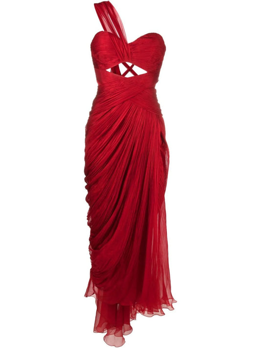 Amelia cut-out detail one-shoulder gown