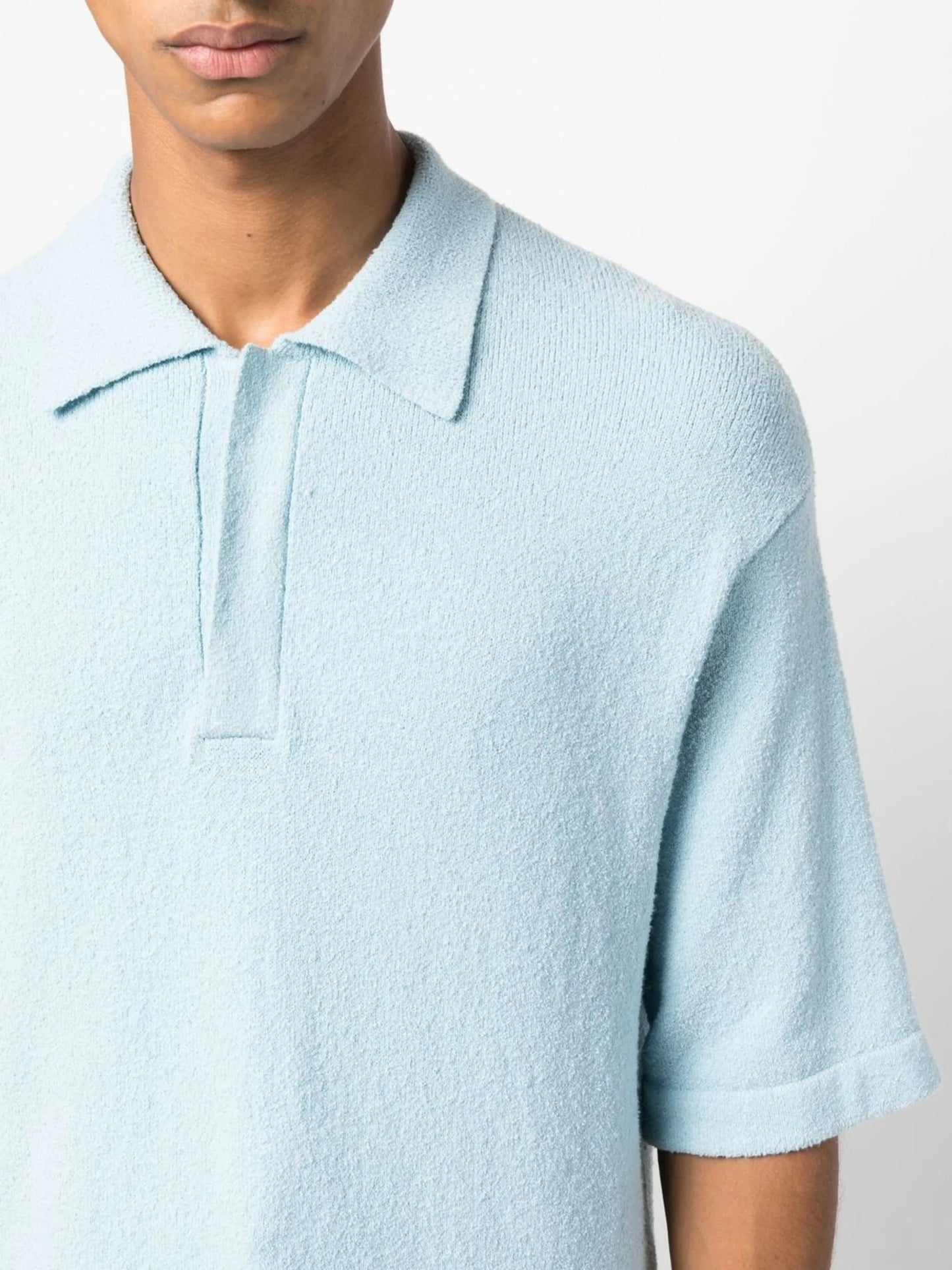 textured short-sleeve polo shirt