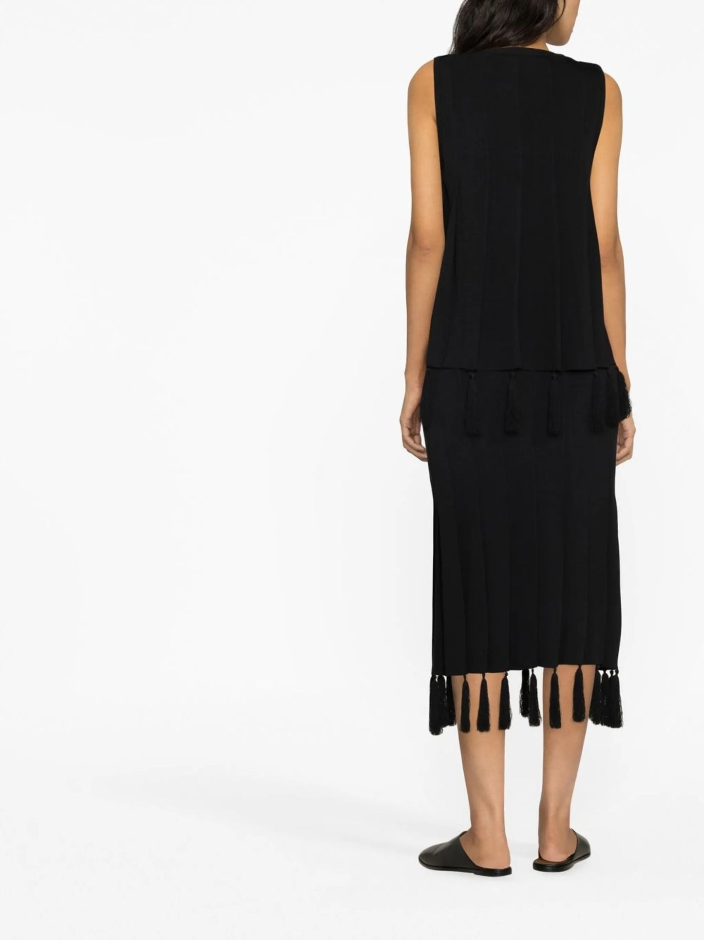 Black Poet Tassel Detail Sleeveless Top