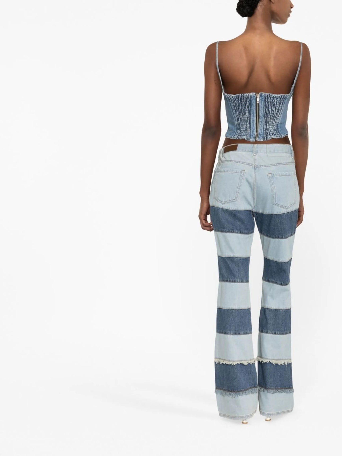 Mahina patchwork-stripe jeans