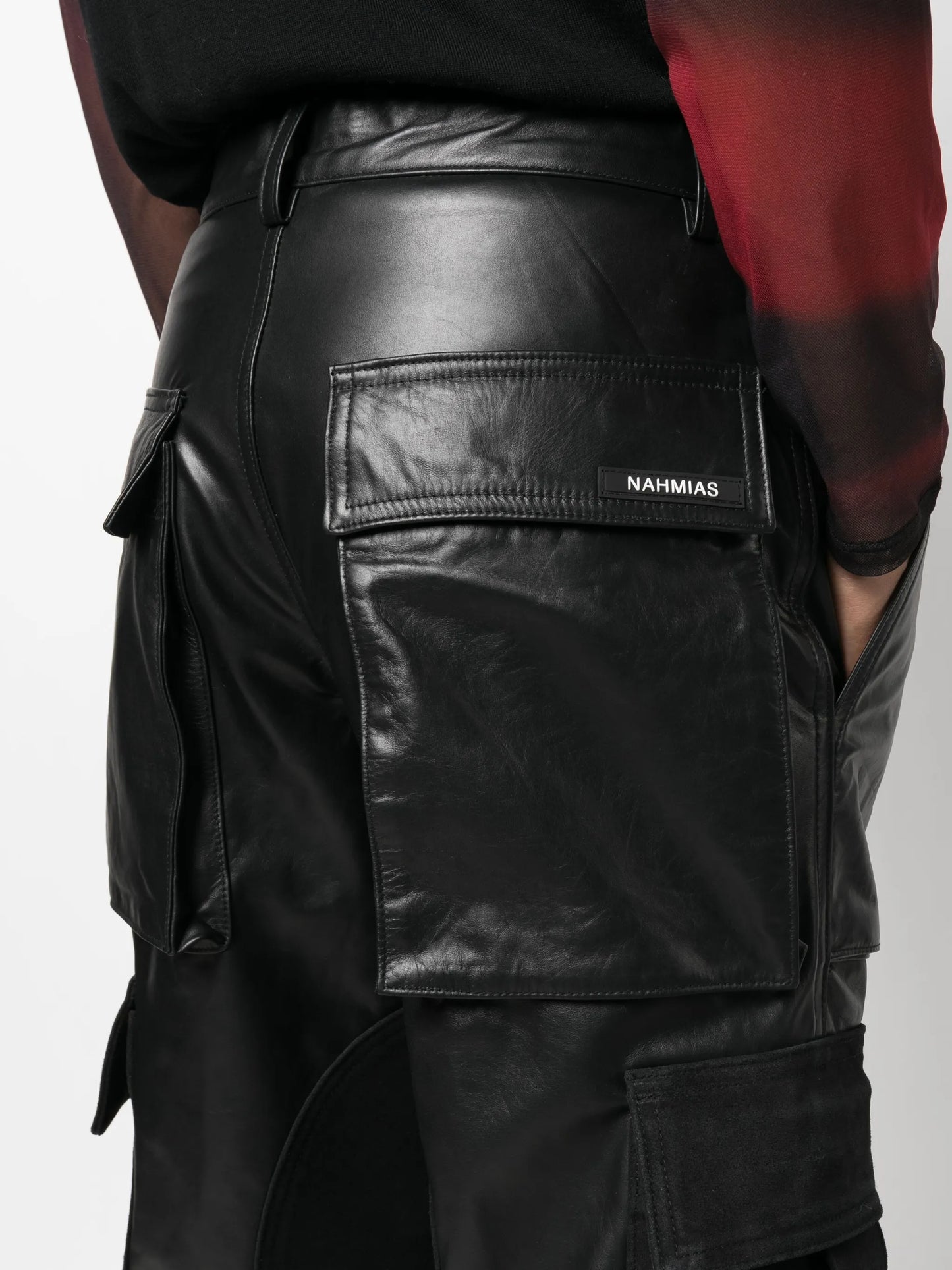 logo-patch leather cargo trousers