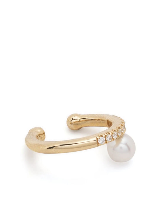 14kt yellow gold Sea of Beauty diamond and pearl ear cuff