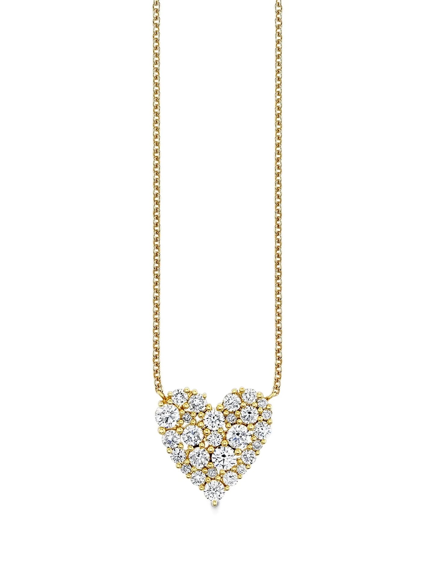 14kt yellow gold cocktail heart diamond pendant necklace