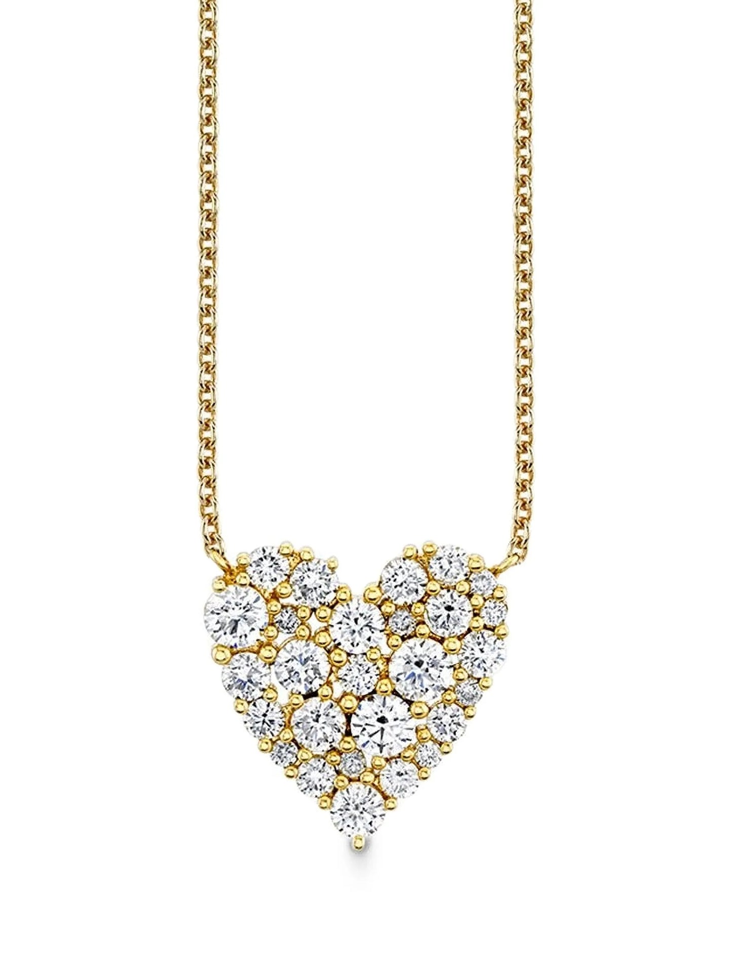 14kt yellow gold cocktail heart diamond pendant necklace
