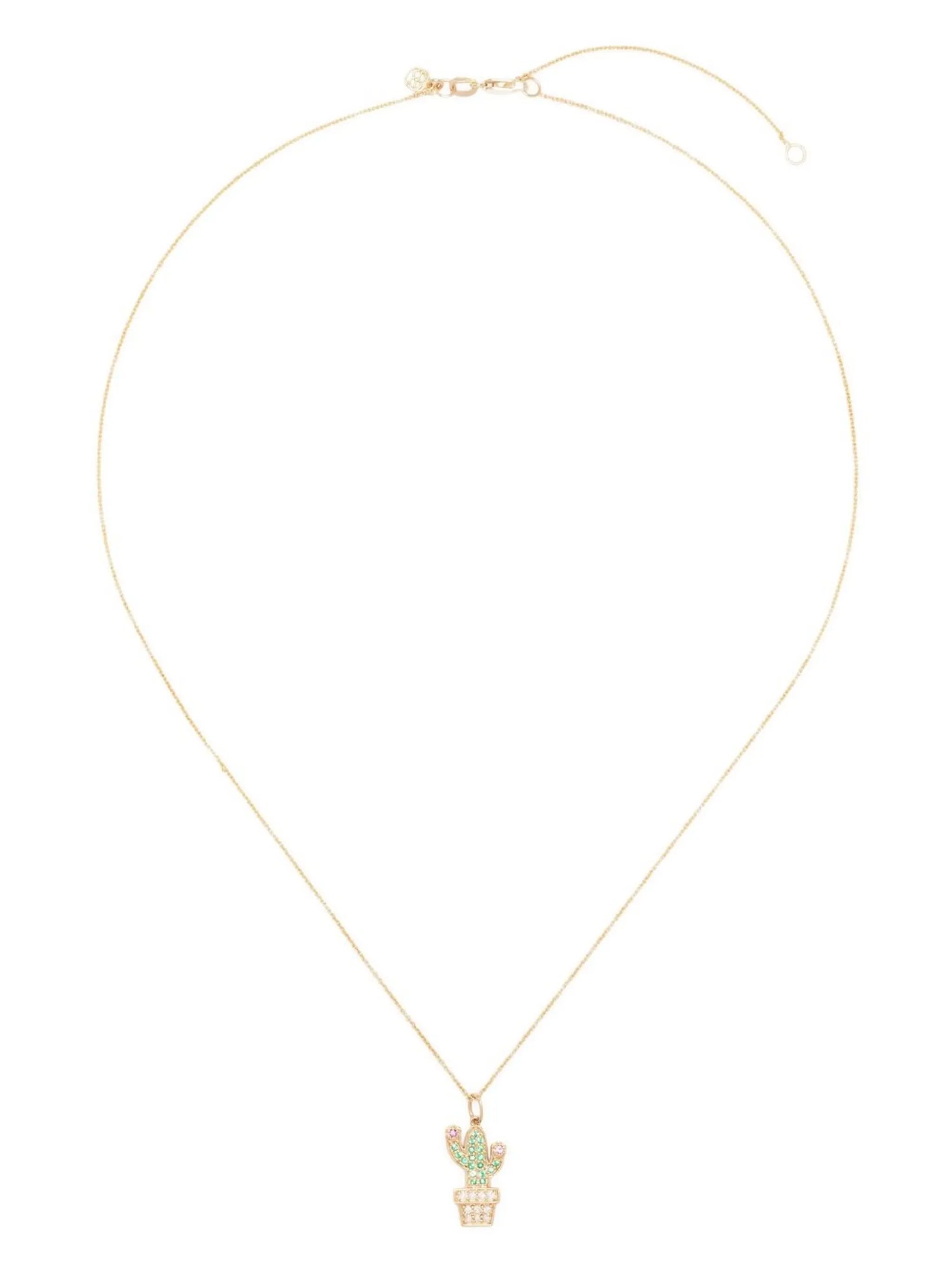 14kt yellow gold cactus charm necklace