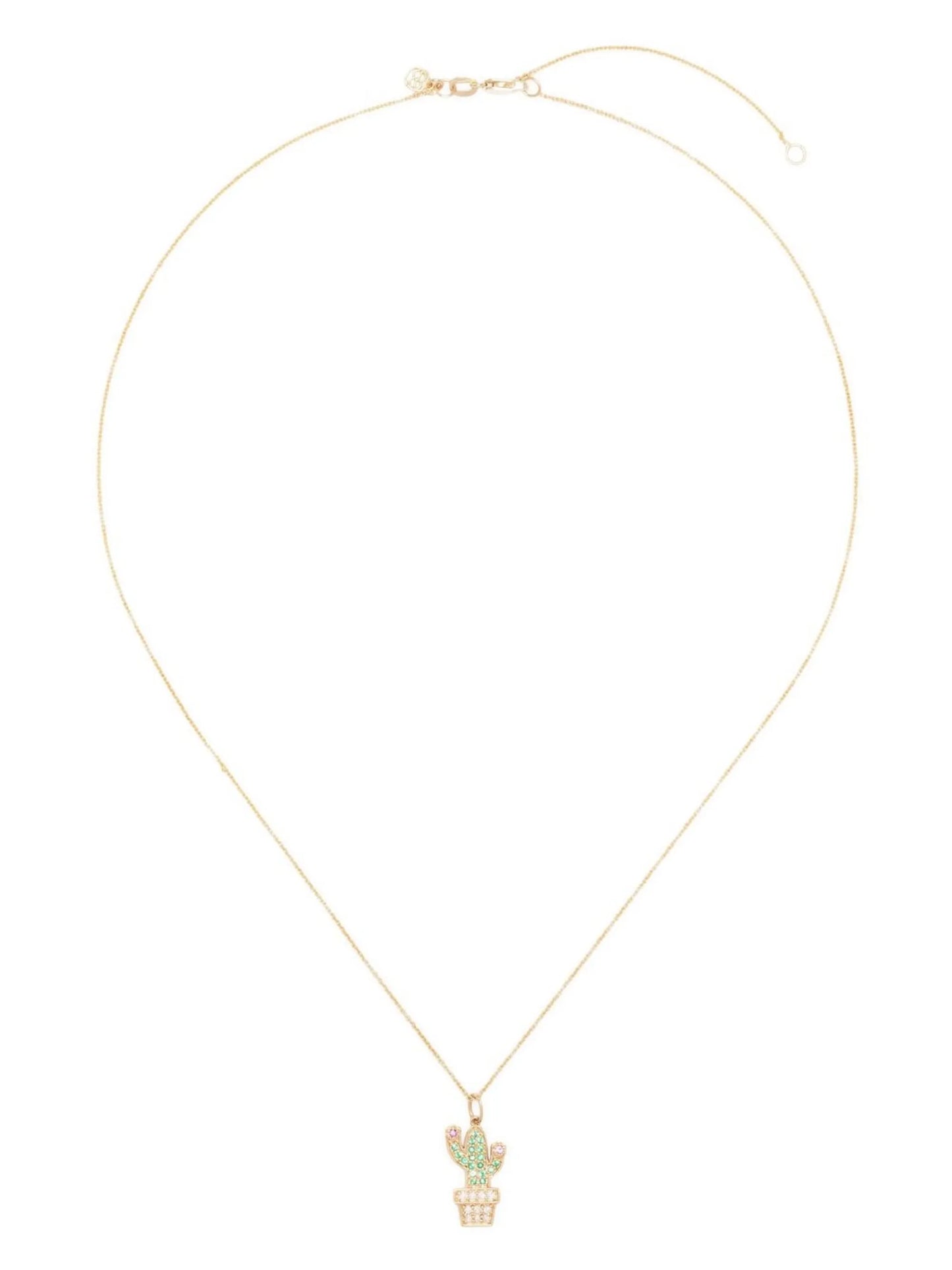 14kt yellow gold cactus charm necklace