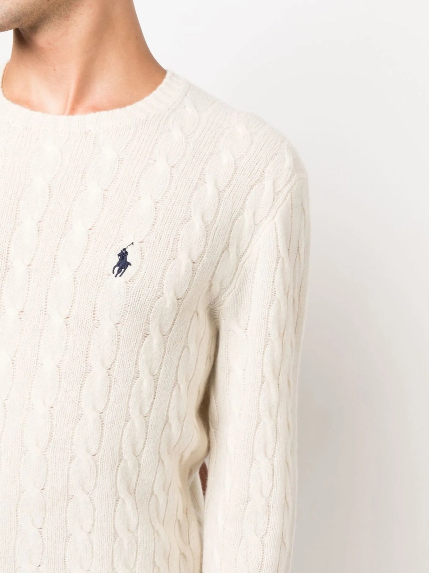 cable-knit embroidered-logo sweater
