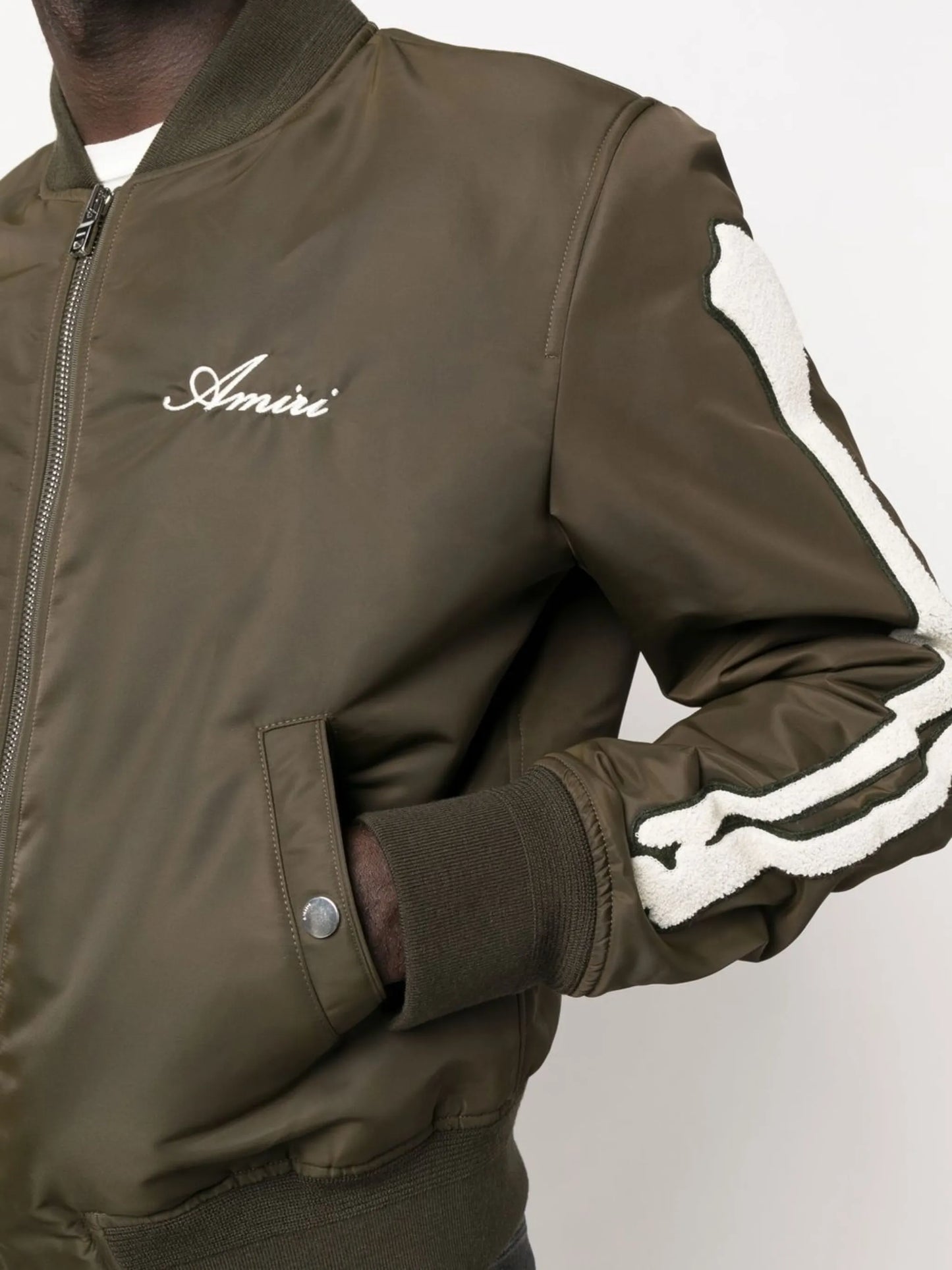 Bones appliqué logo-embroidered bomber jacket