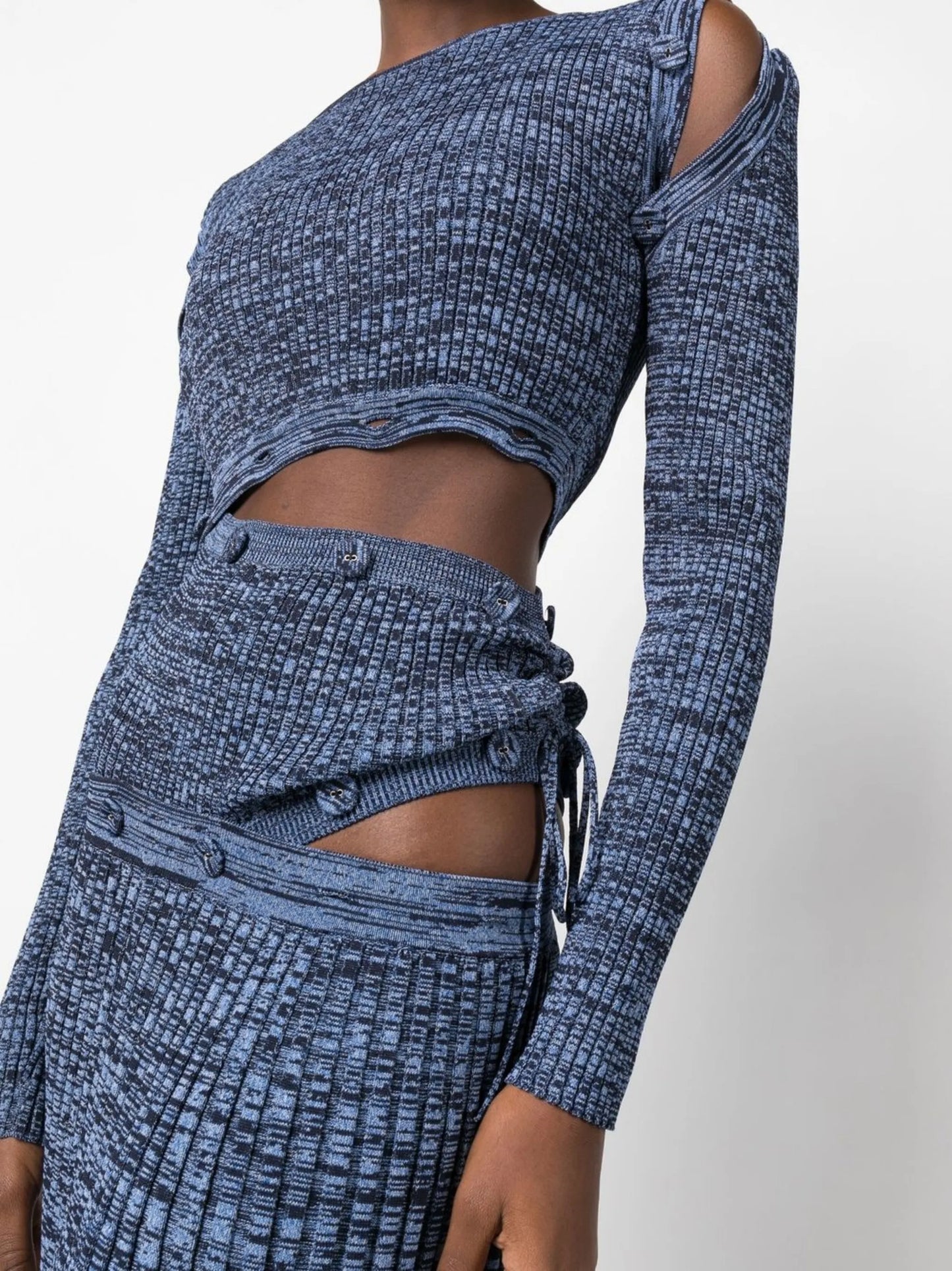 Deconstruct ribbed-knit midi dress