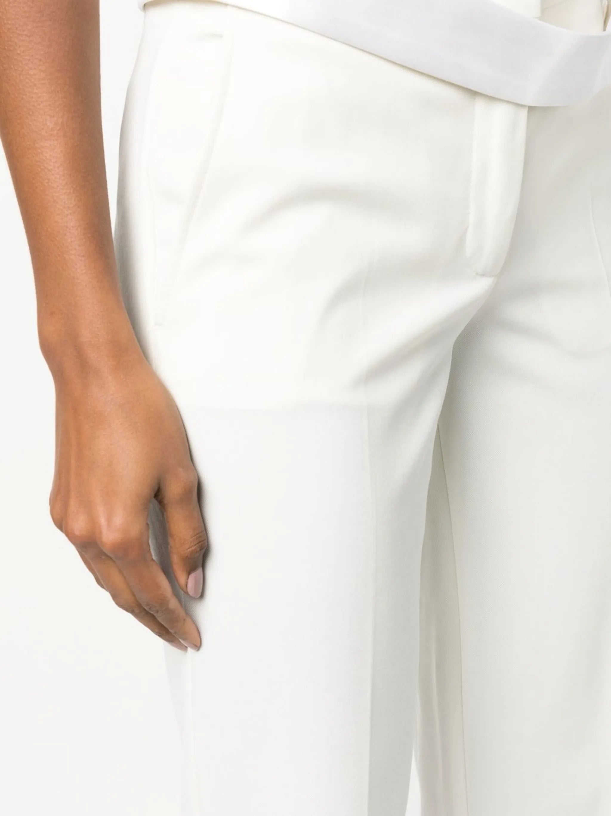 satin-waistband detail trousers