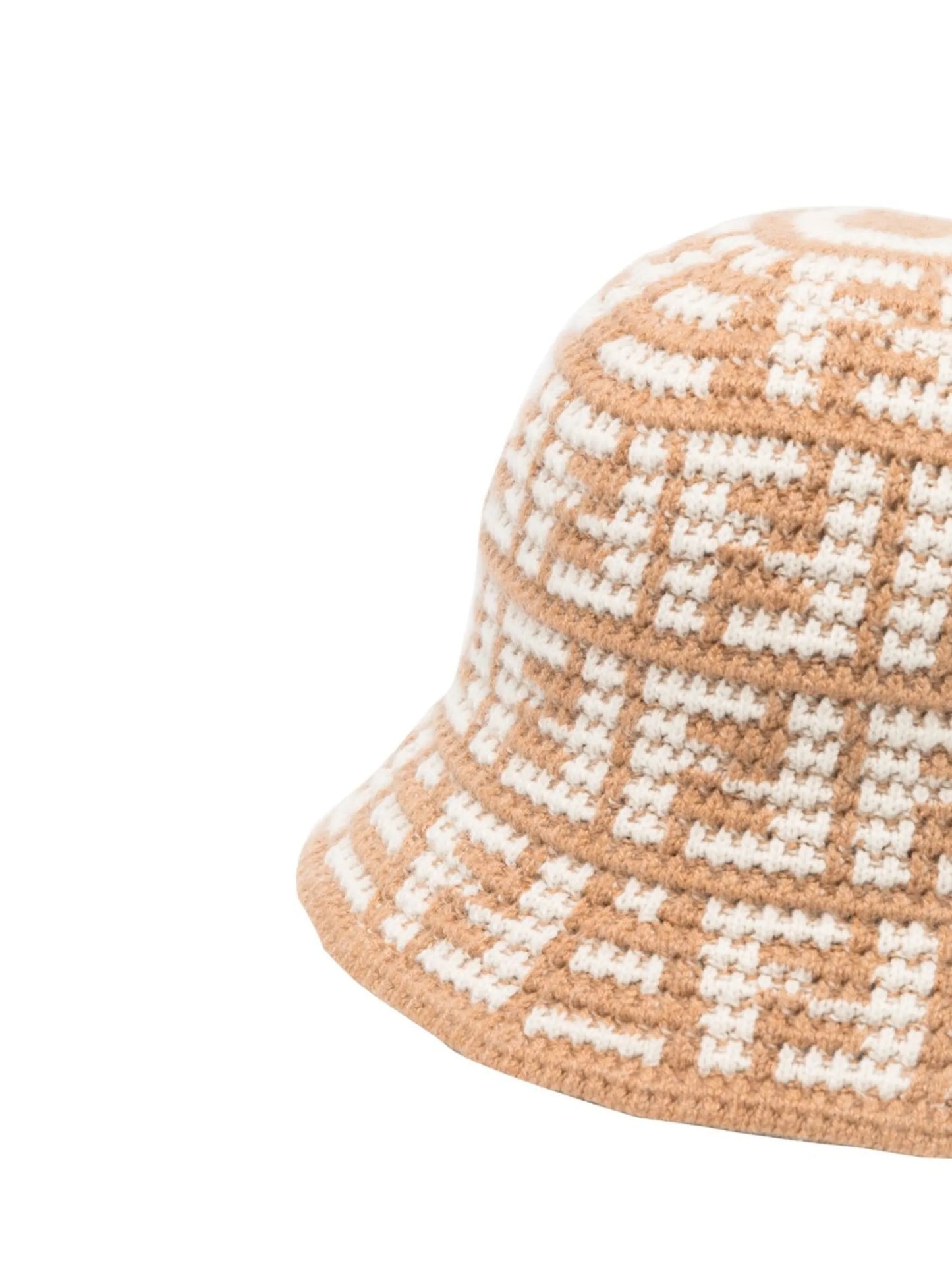 knitted logo-pattern bucket hat