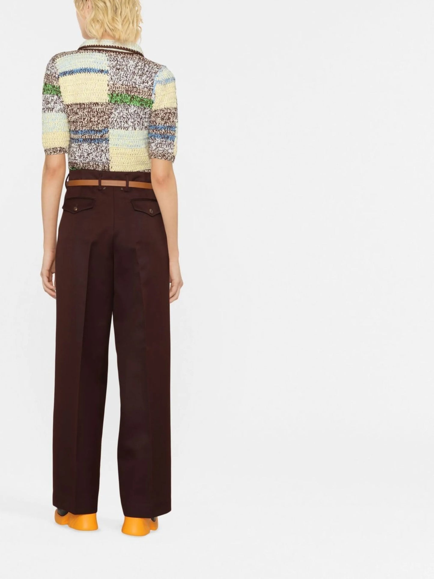straight-leg pleat-detail trousers