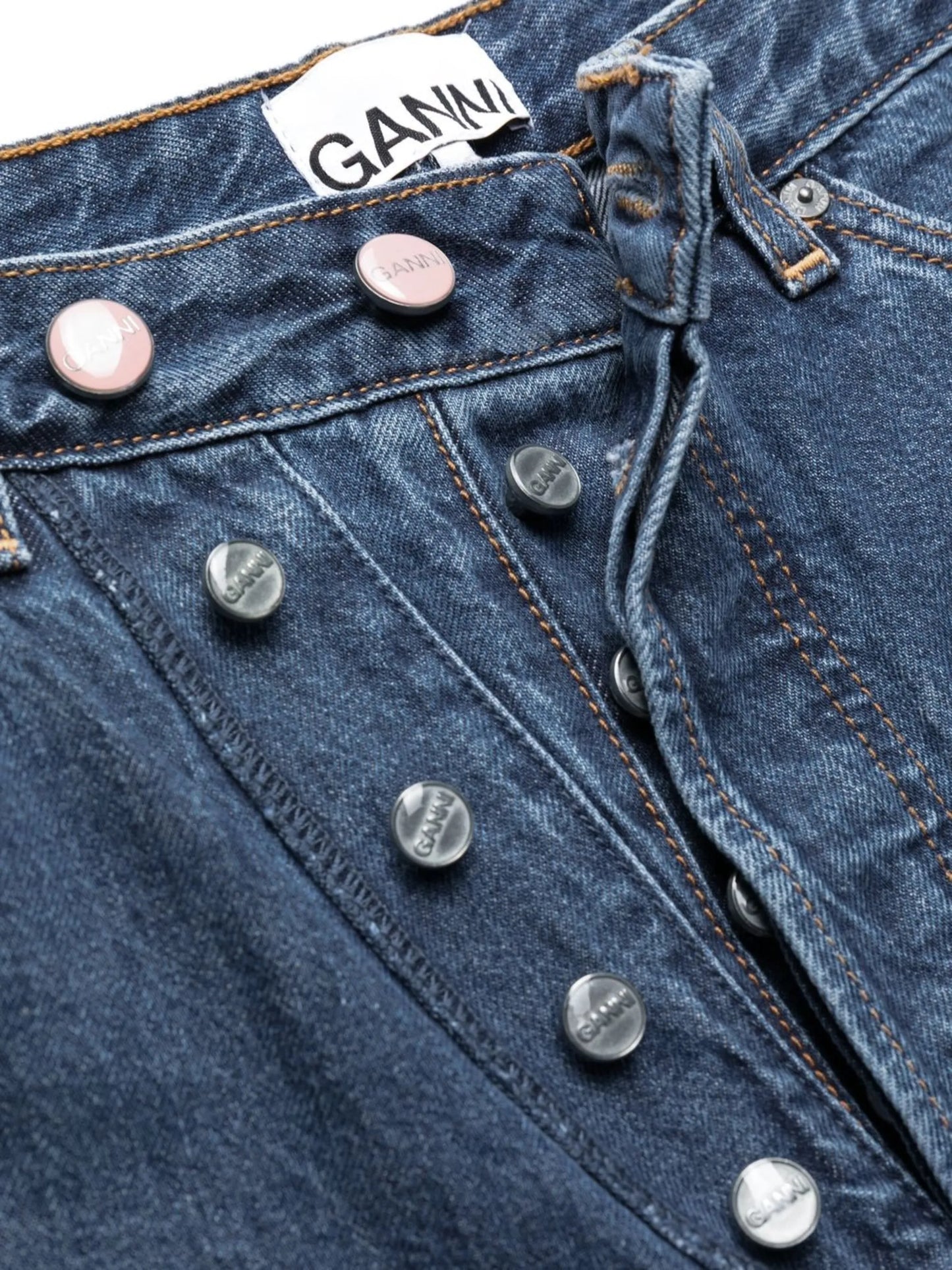 button-detail straight-leg jeans