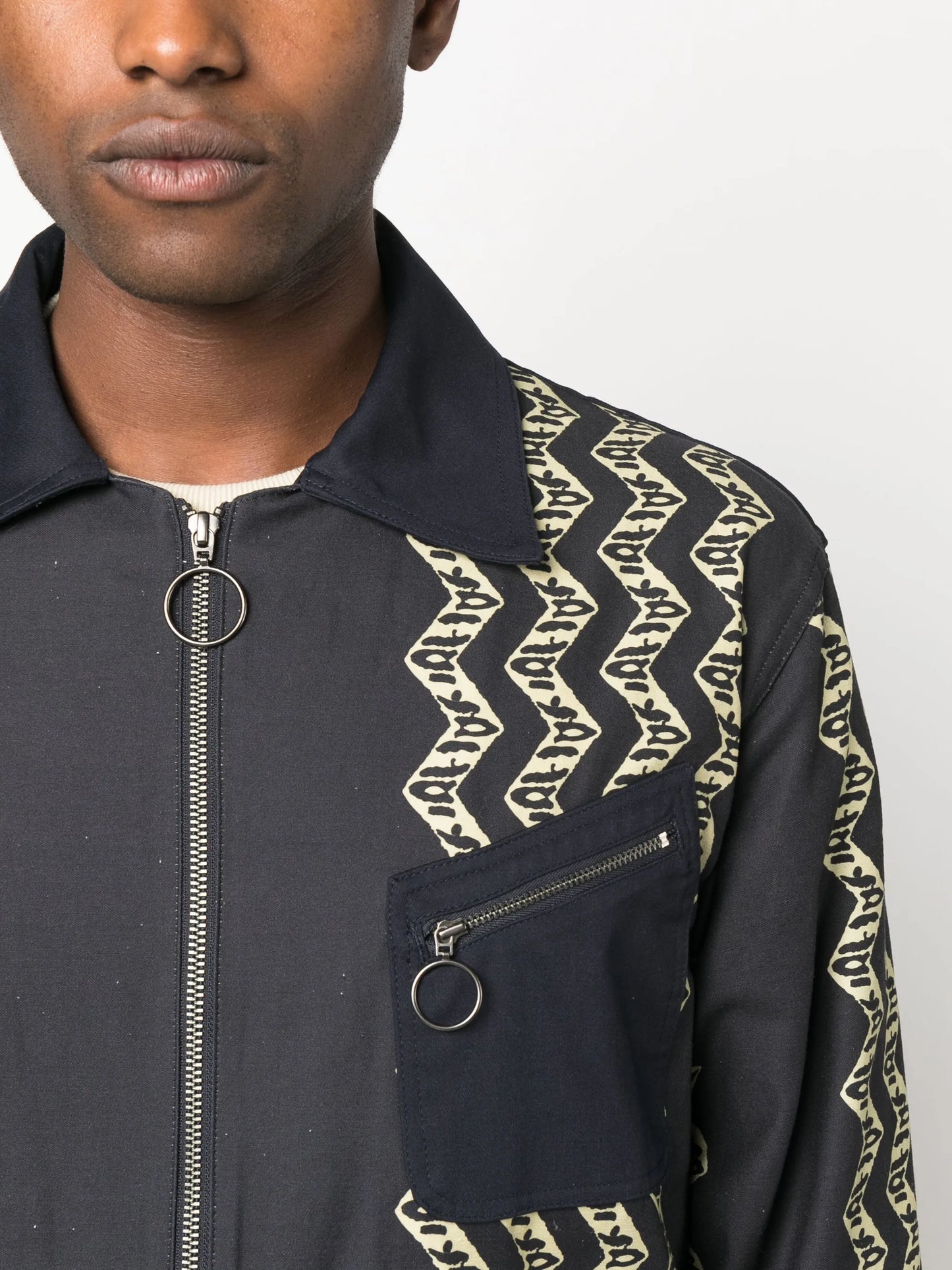 graphic-print cotton shirt jacket