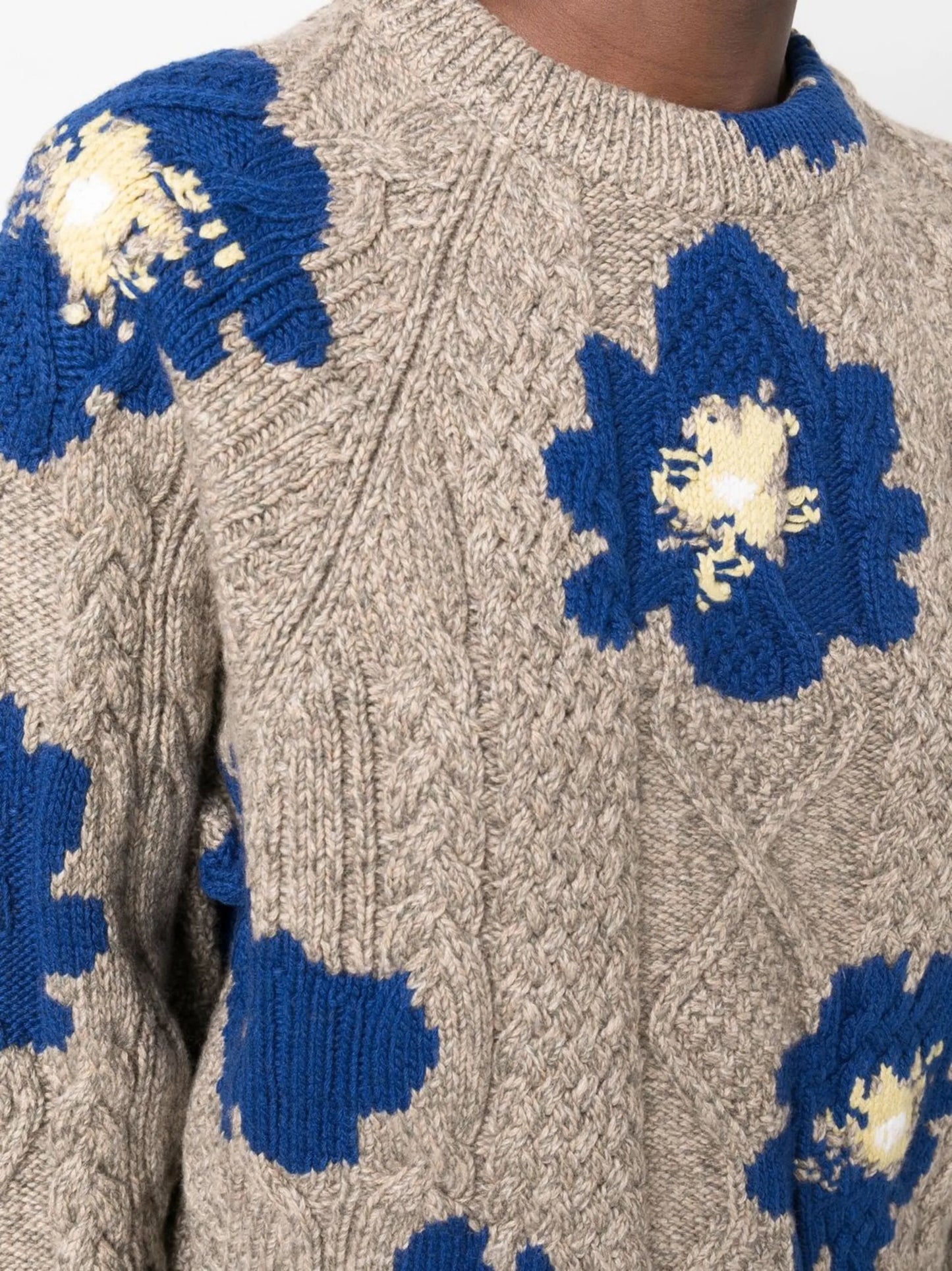 floral-pattern cashmere jumper