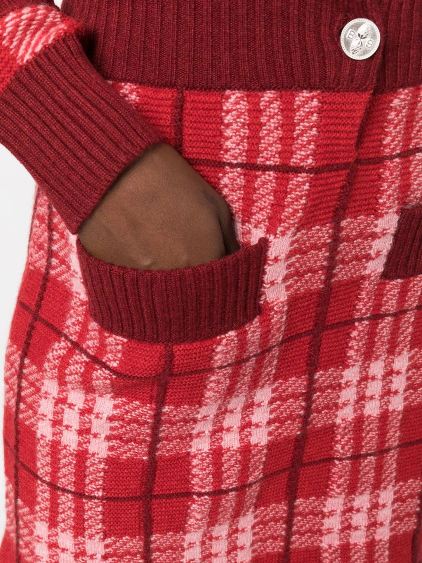 knitted check-print miniskirt
