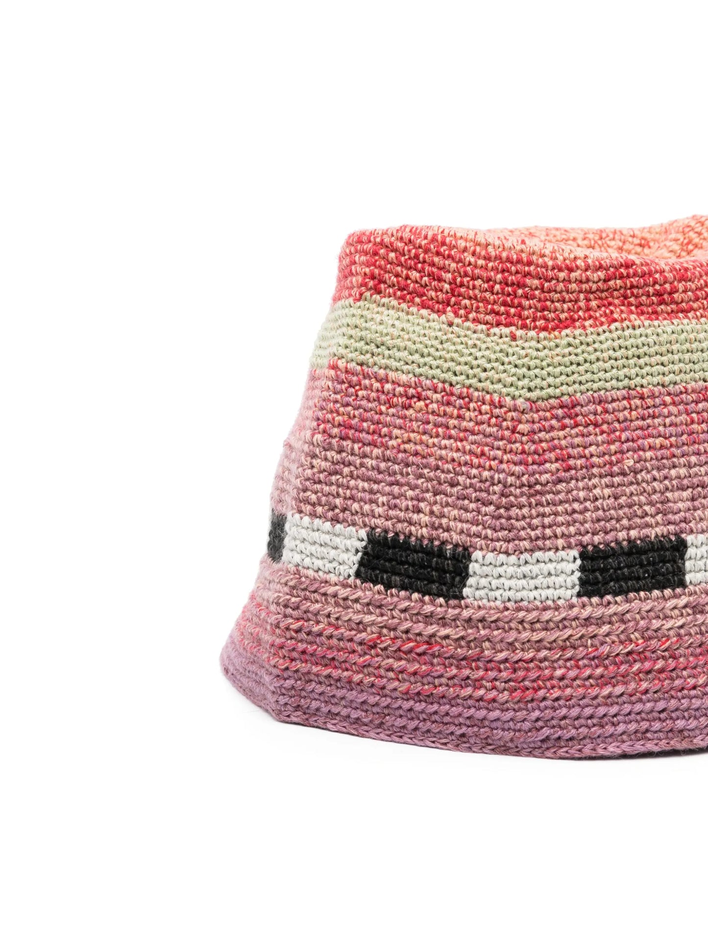 striped crochet-knit bucket hat