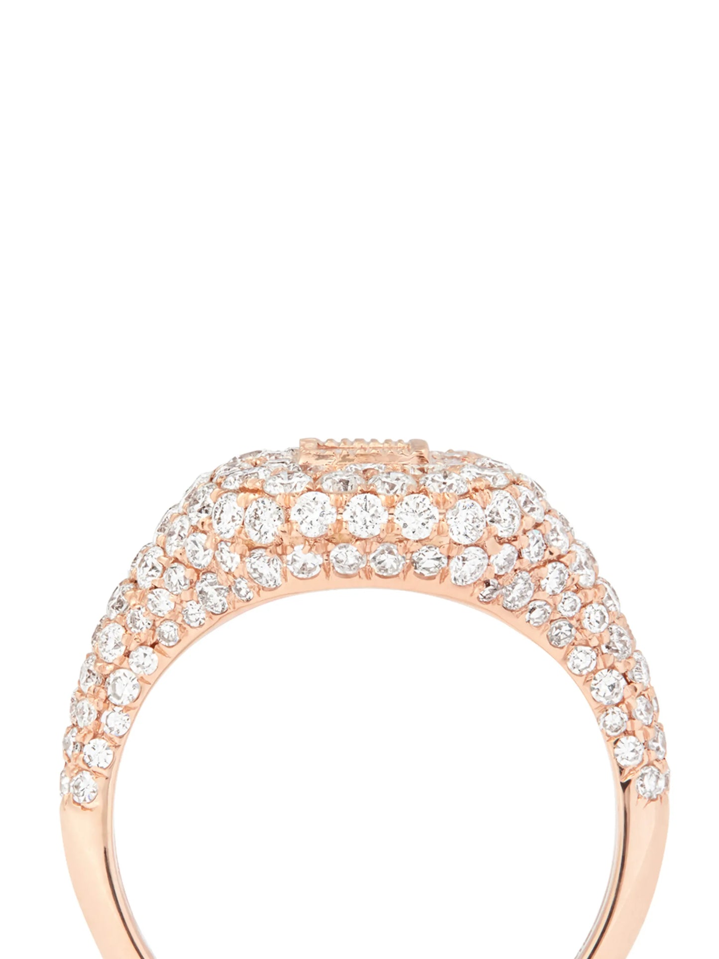 18K rose gold diamond baguette pavé ring