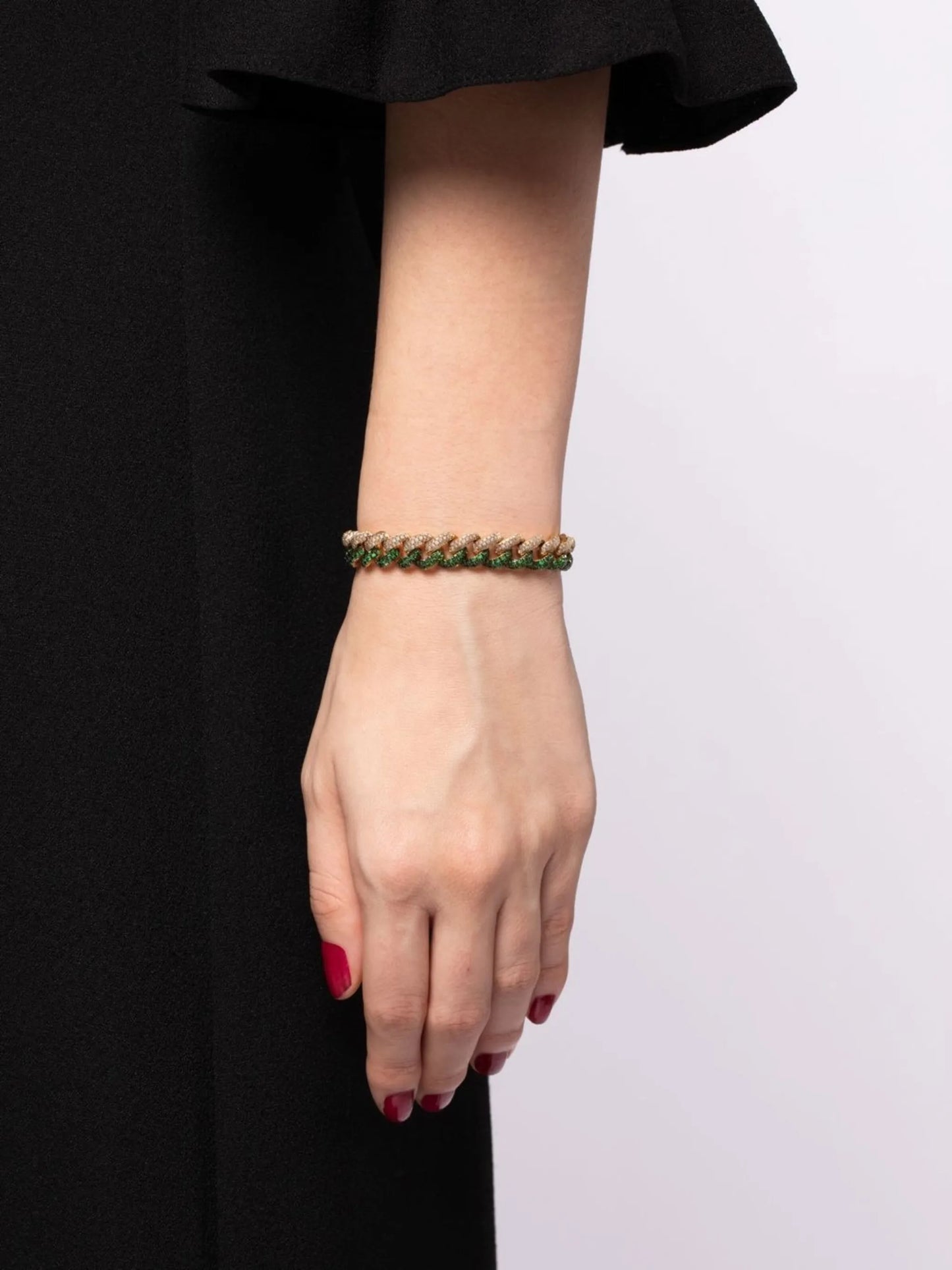 18kt yellow gold diamond chain-link bracelet