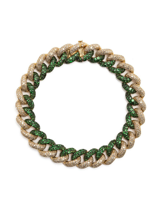 18kt yellow gold diamond chain-link bracelet