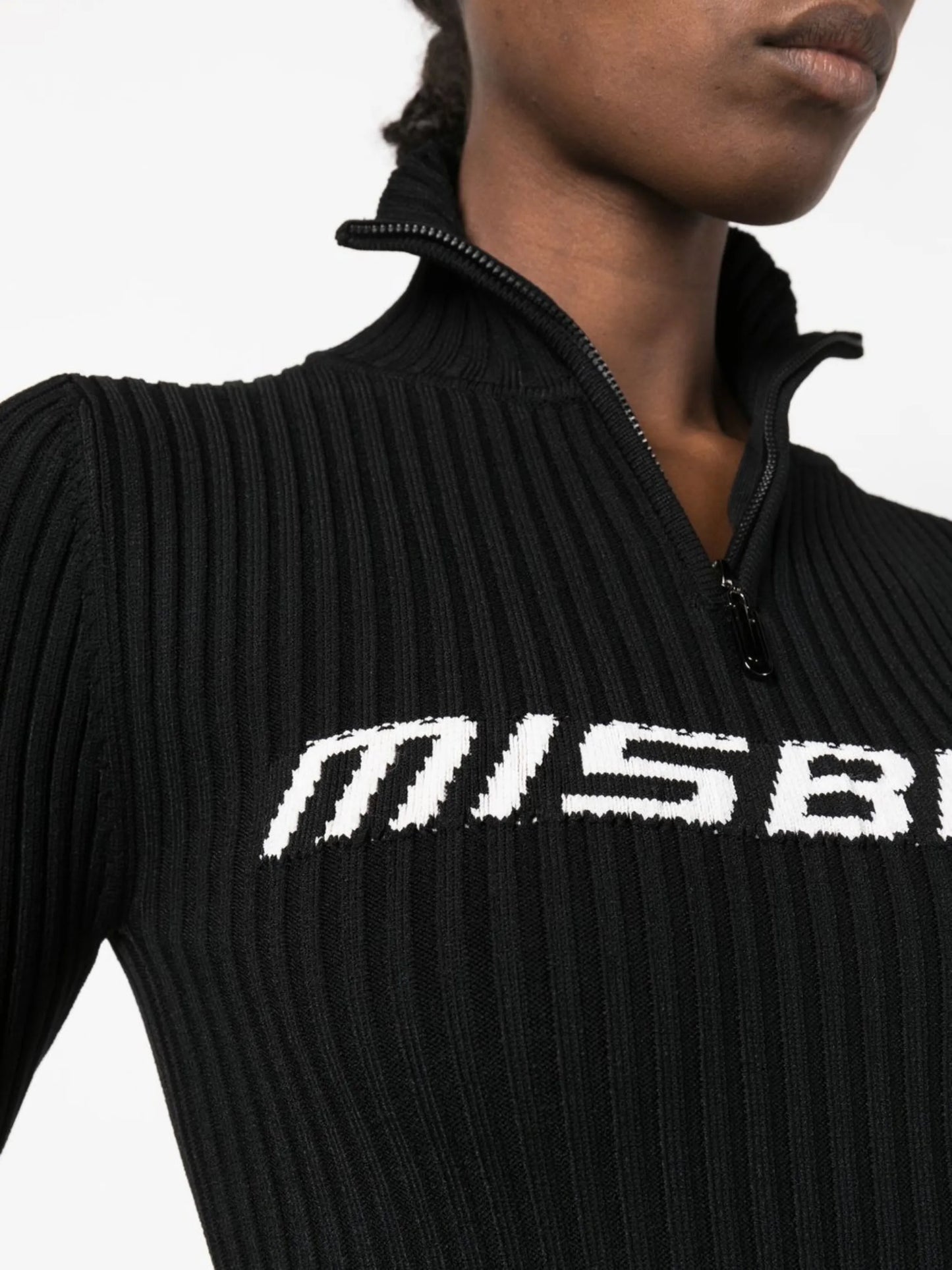 intarsia-knit logo top