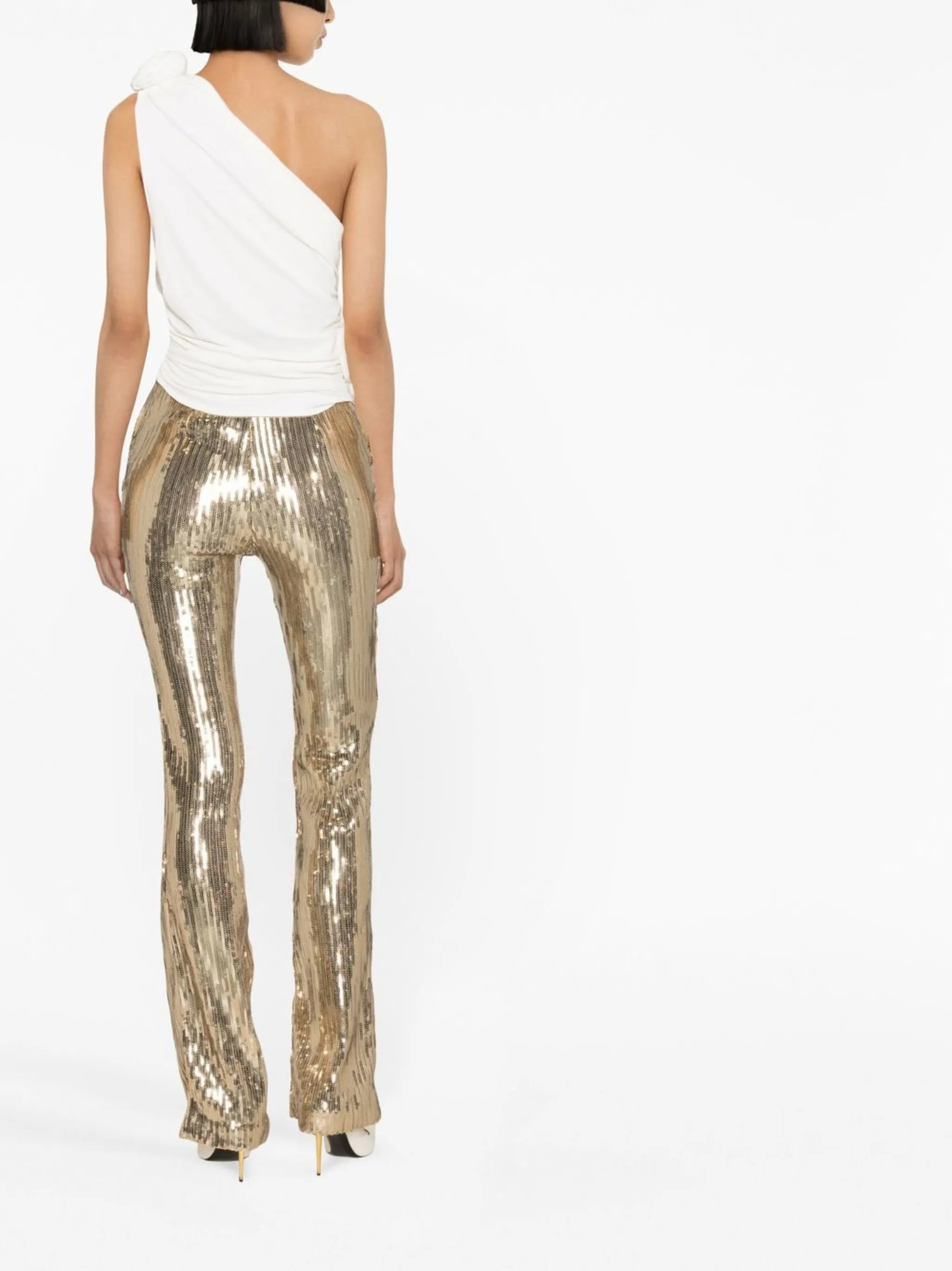 draped one-shoulder top