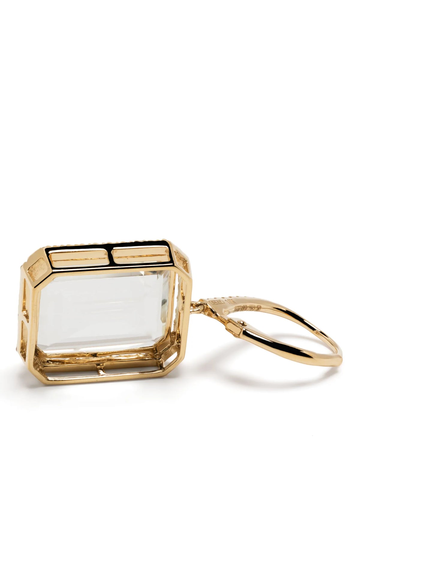 18K yellow gold portrait topaz and diamond earring