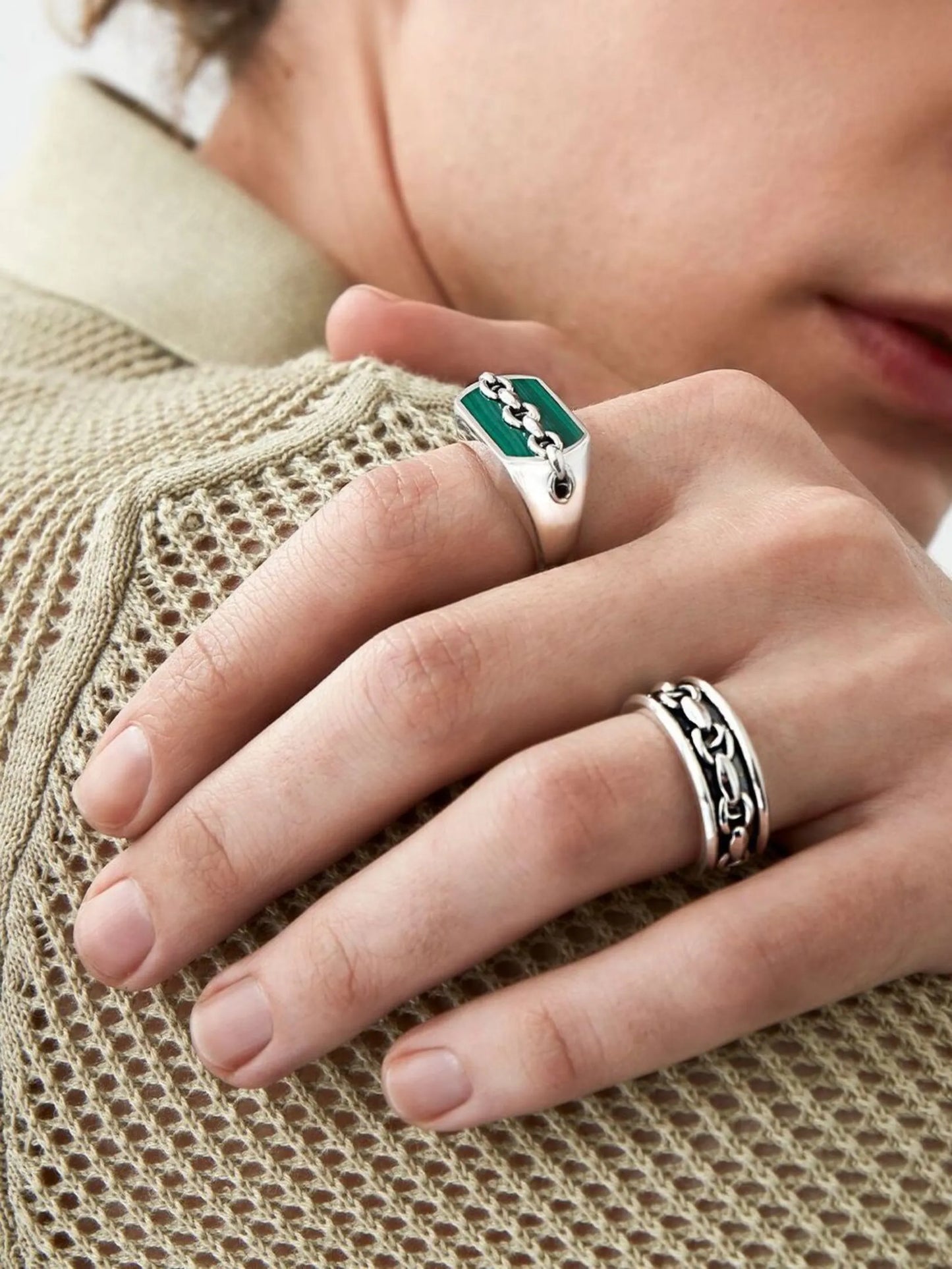 Classic sterling-silver spinning band
