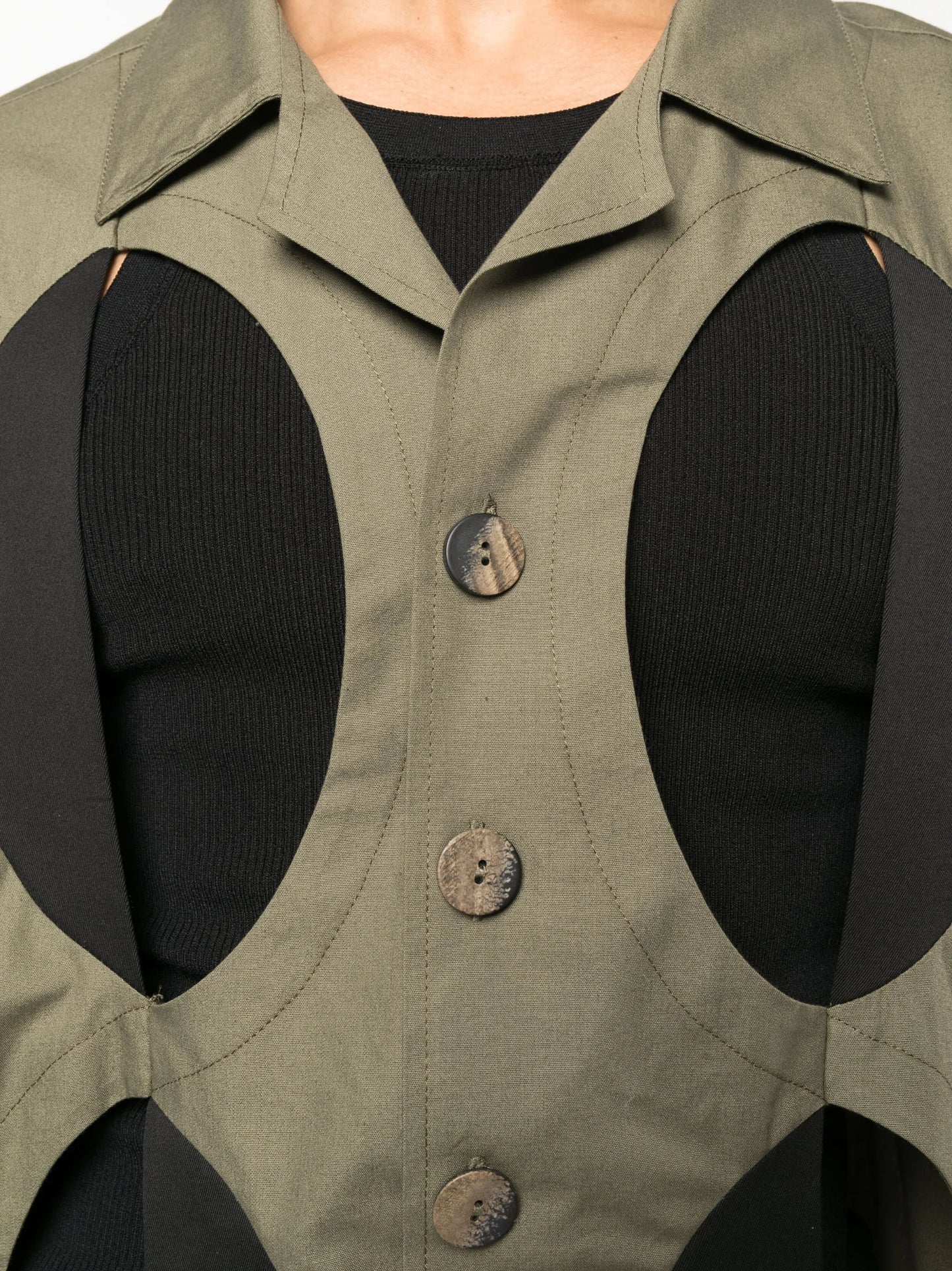 cut-out short-sleeved shirt