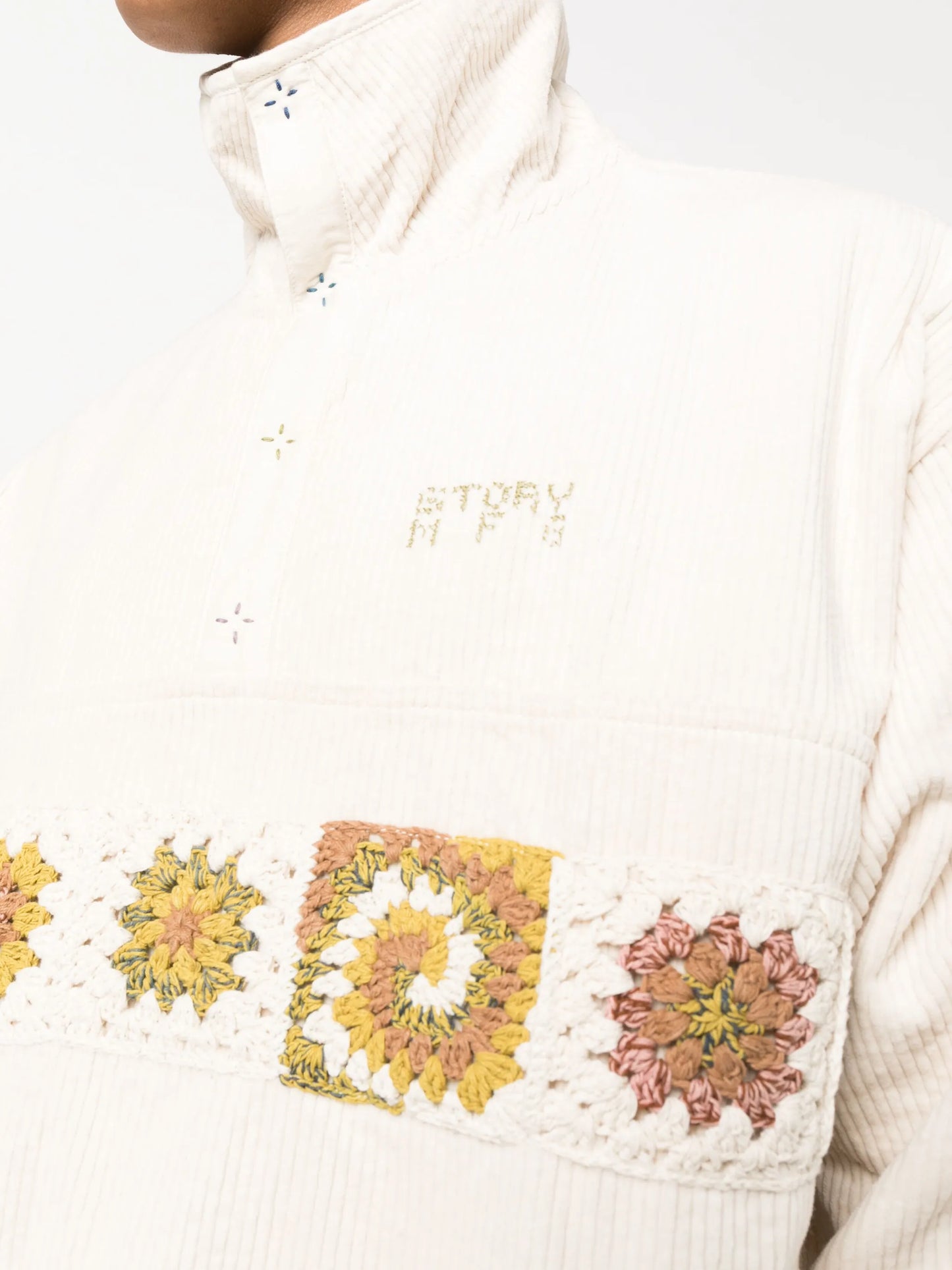 Polite crochet-knit jumper