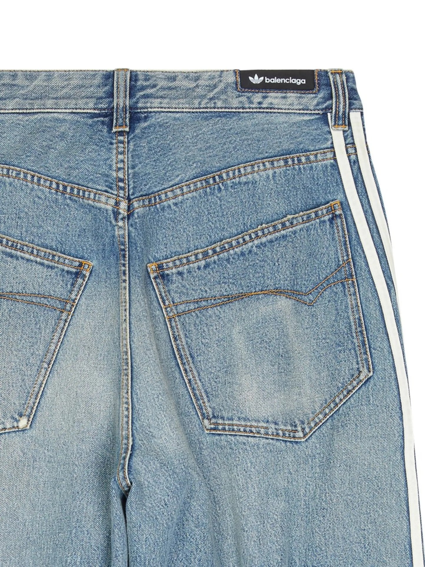 x adidas side-stripe straight-leg jeans