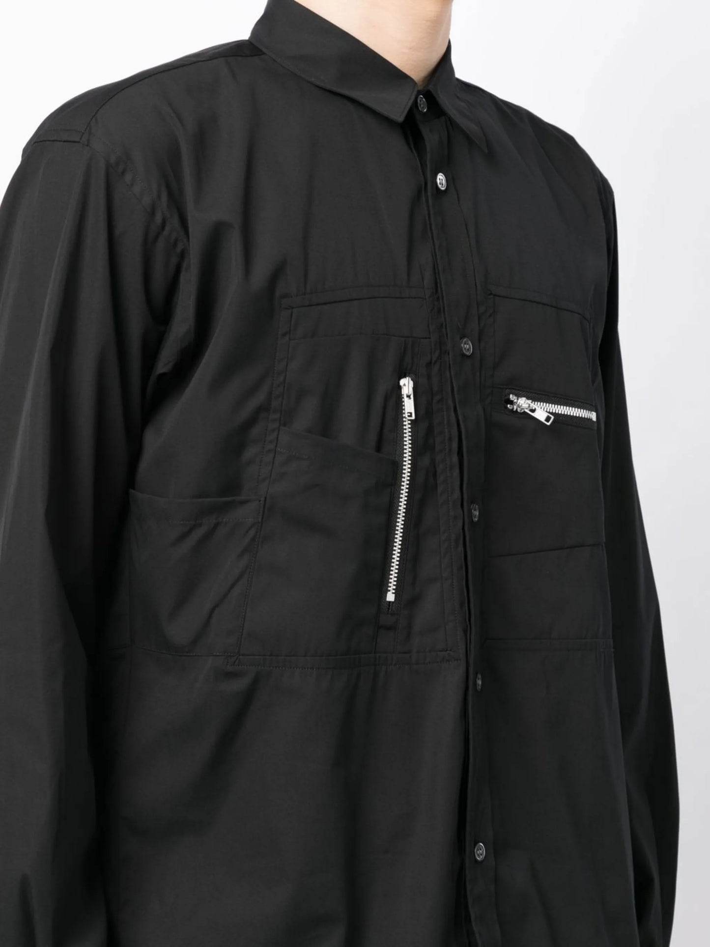 button-down zip-detail shirt