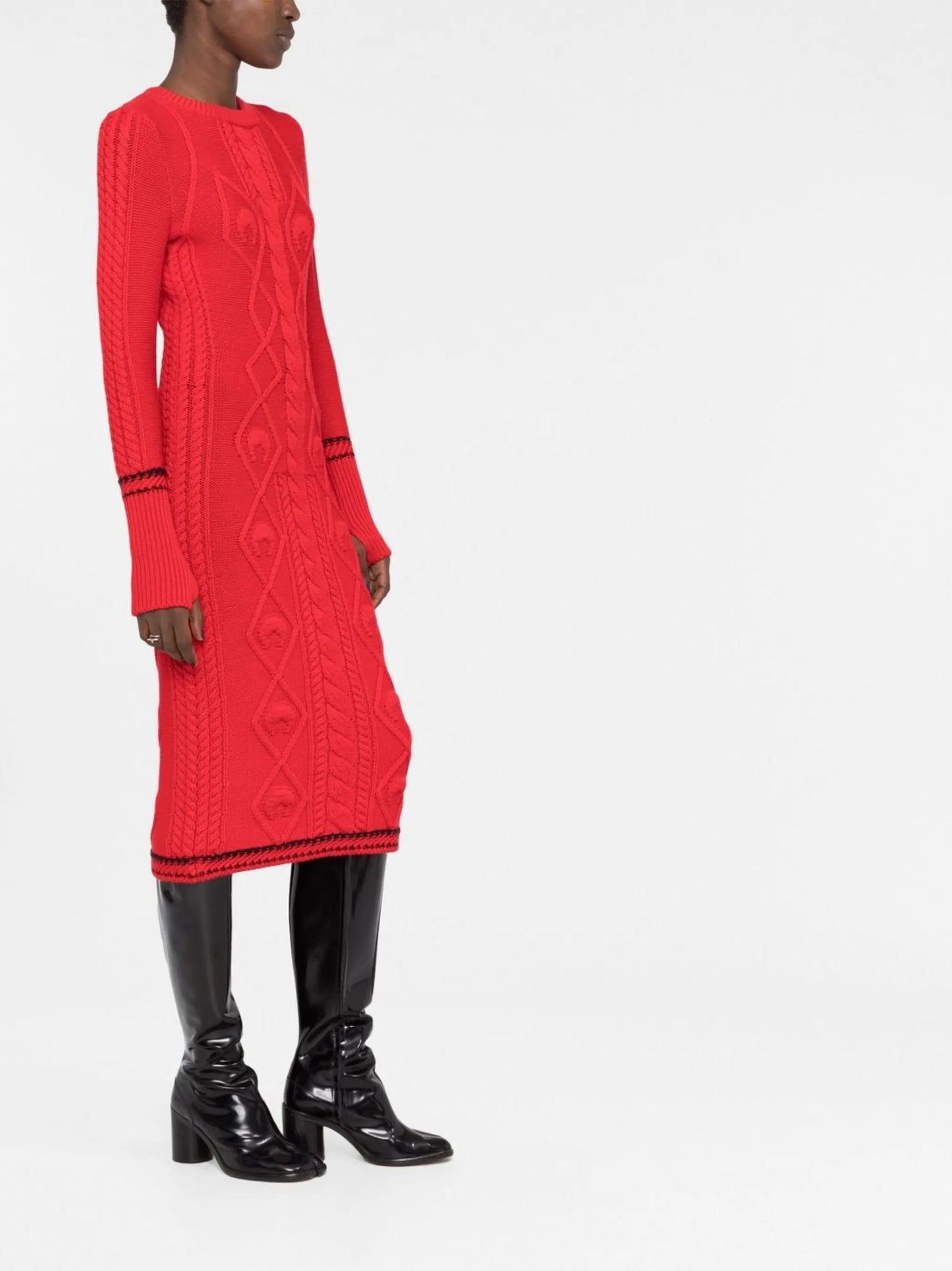 cable knit long-sleeve dress