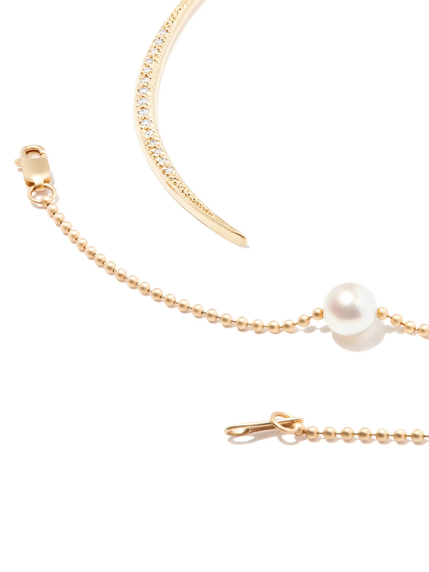 14kt gold diamond and pearl pendant necklace