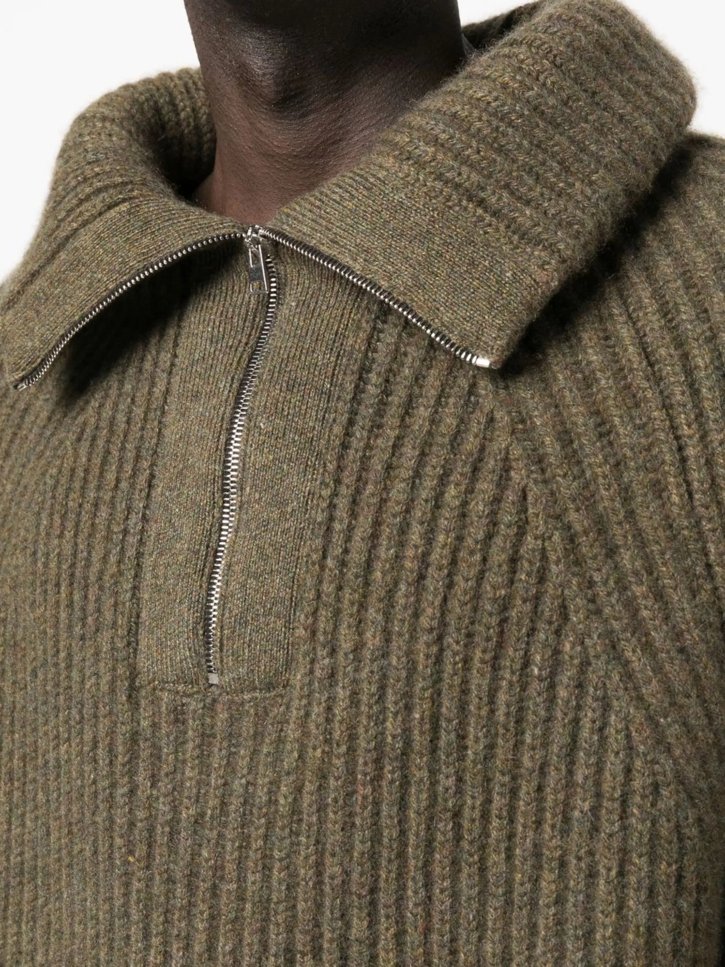 zipped ribbed-knit jumper