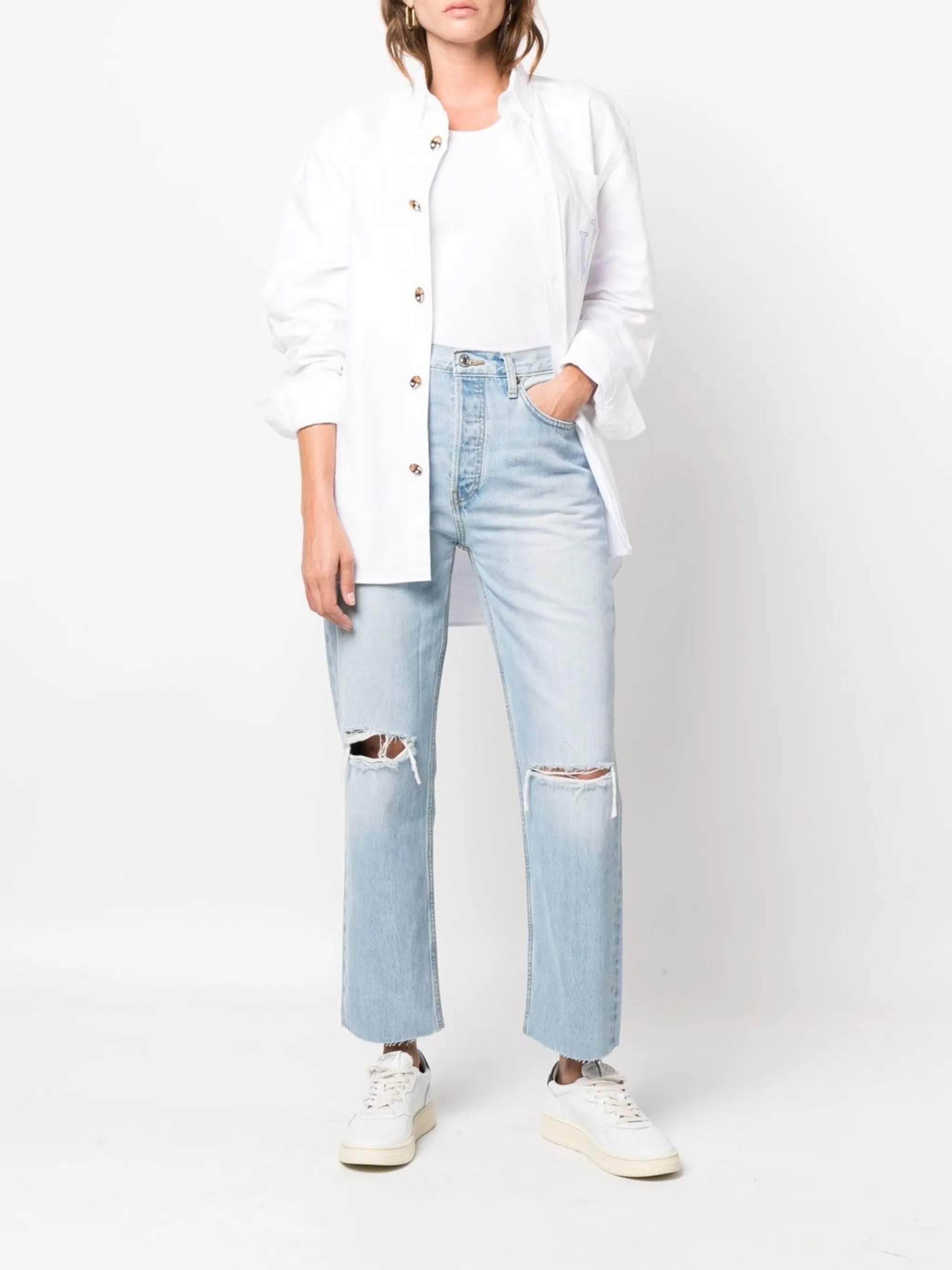 '70s ripped-knee cropped jeans