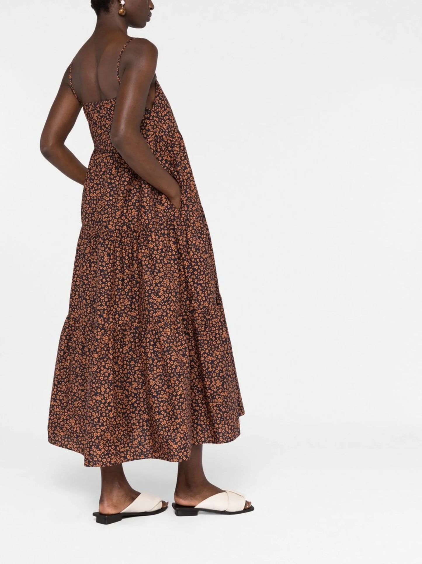 square-neck graphic-print dress