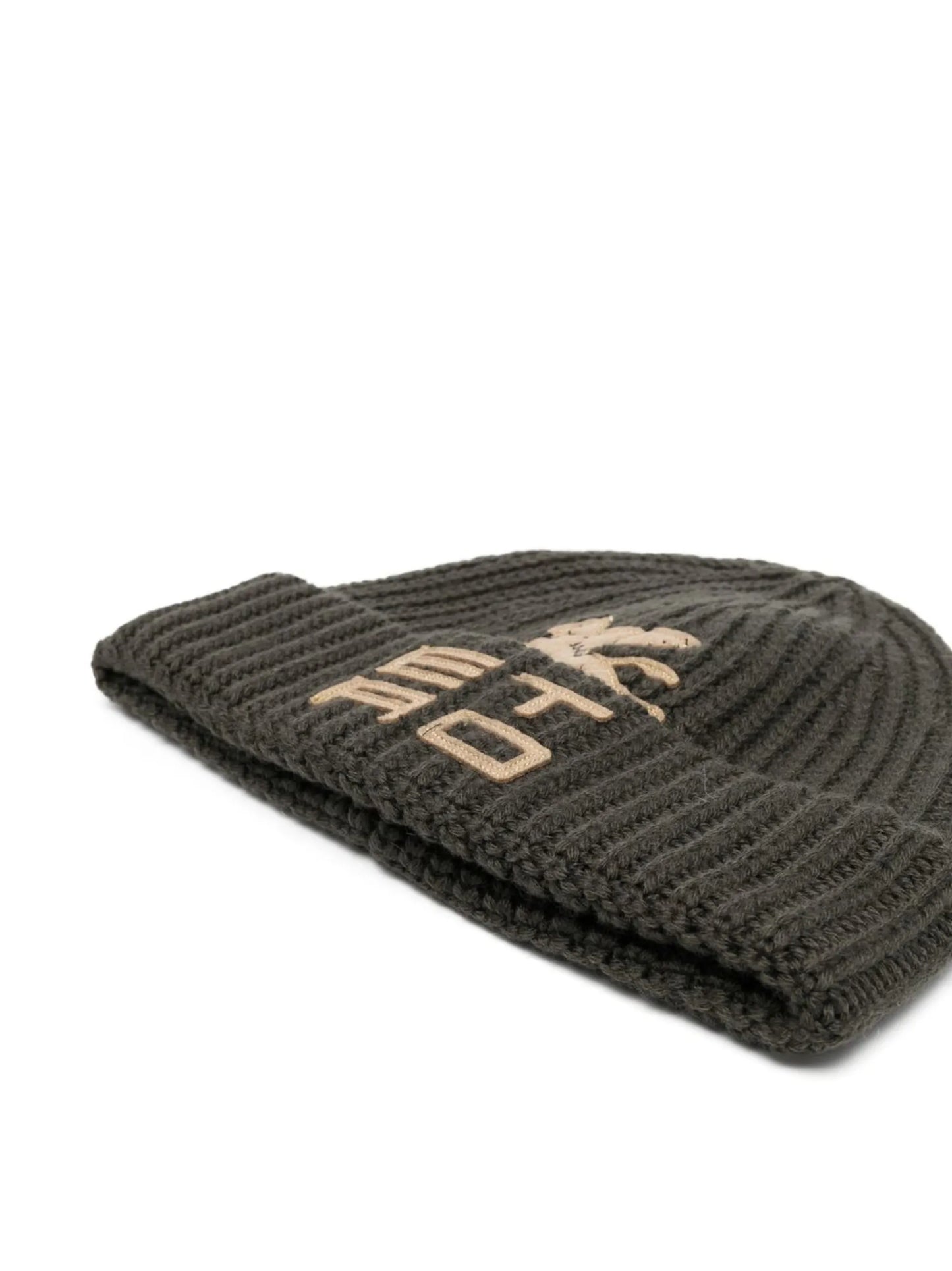 ribbed embroidered-logo beanie