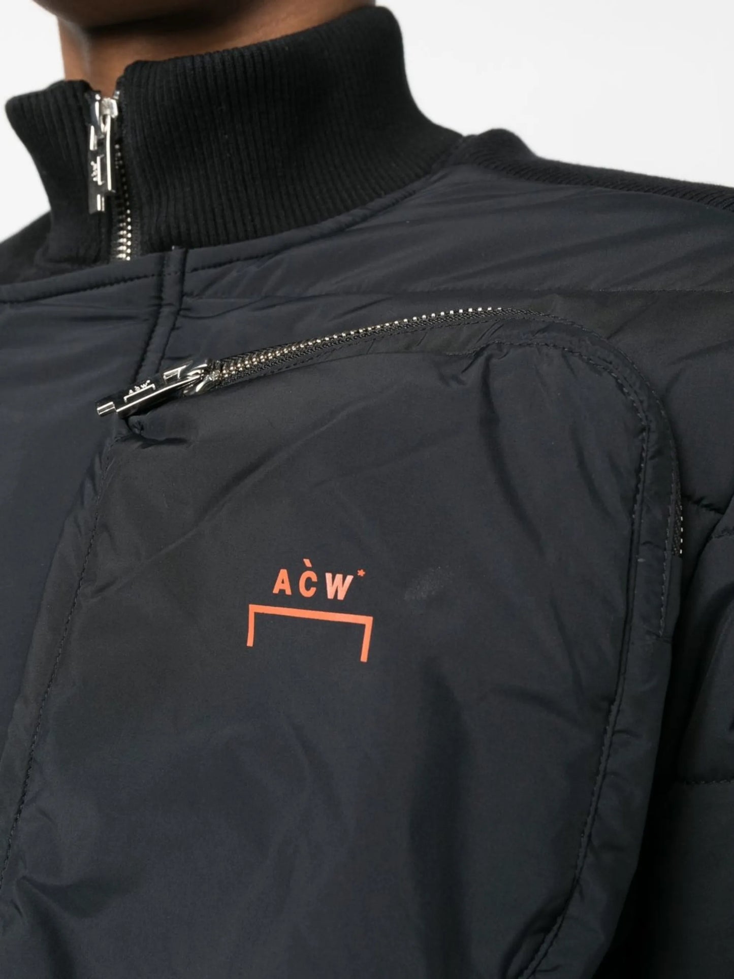 logo-print asymmetric padded jacket