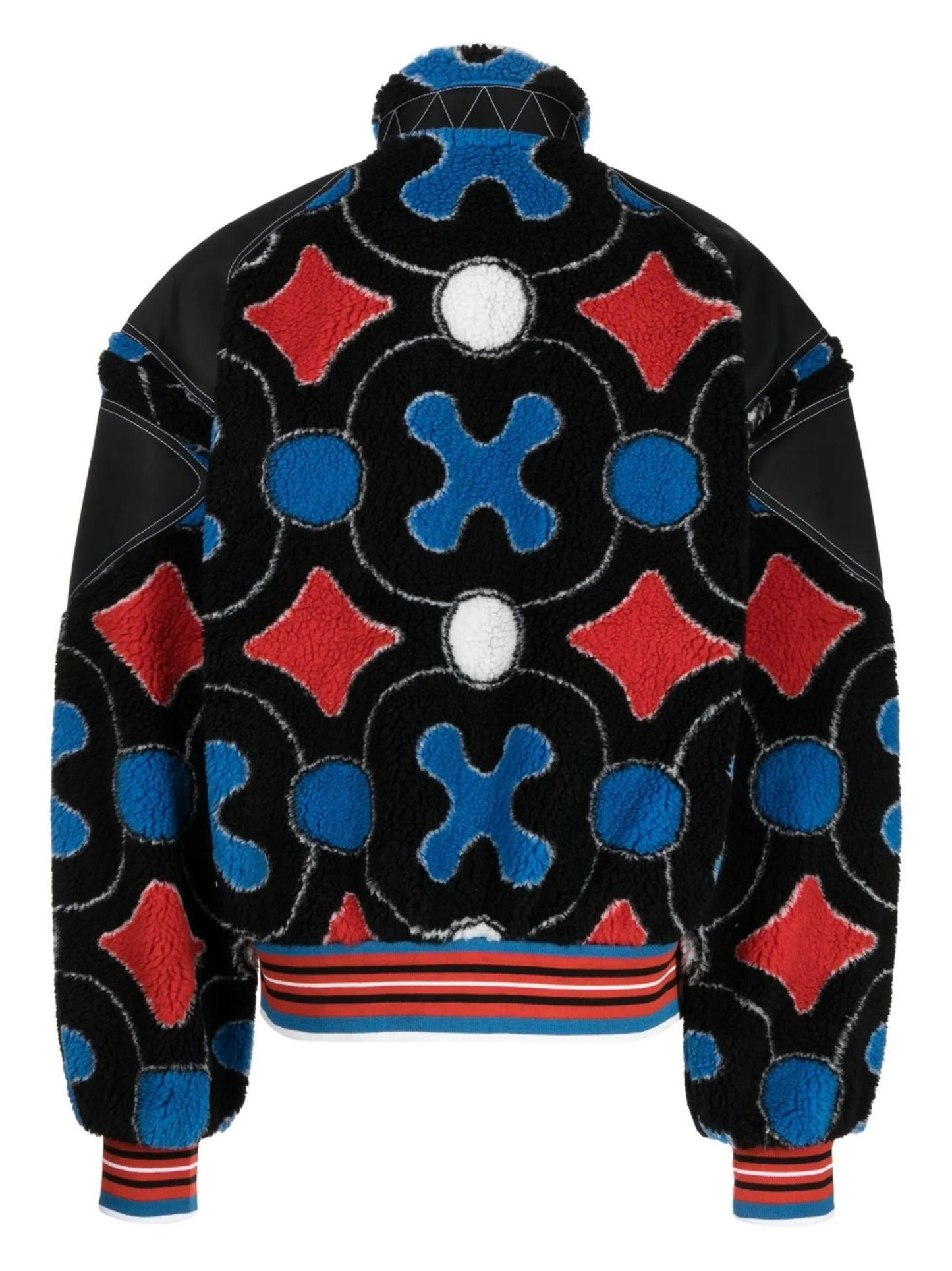 Patch fleece bomber jacket