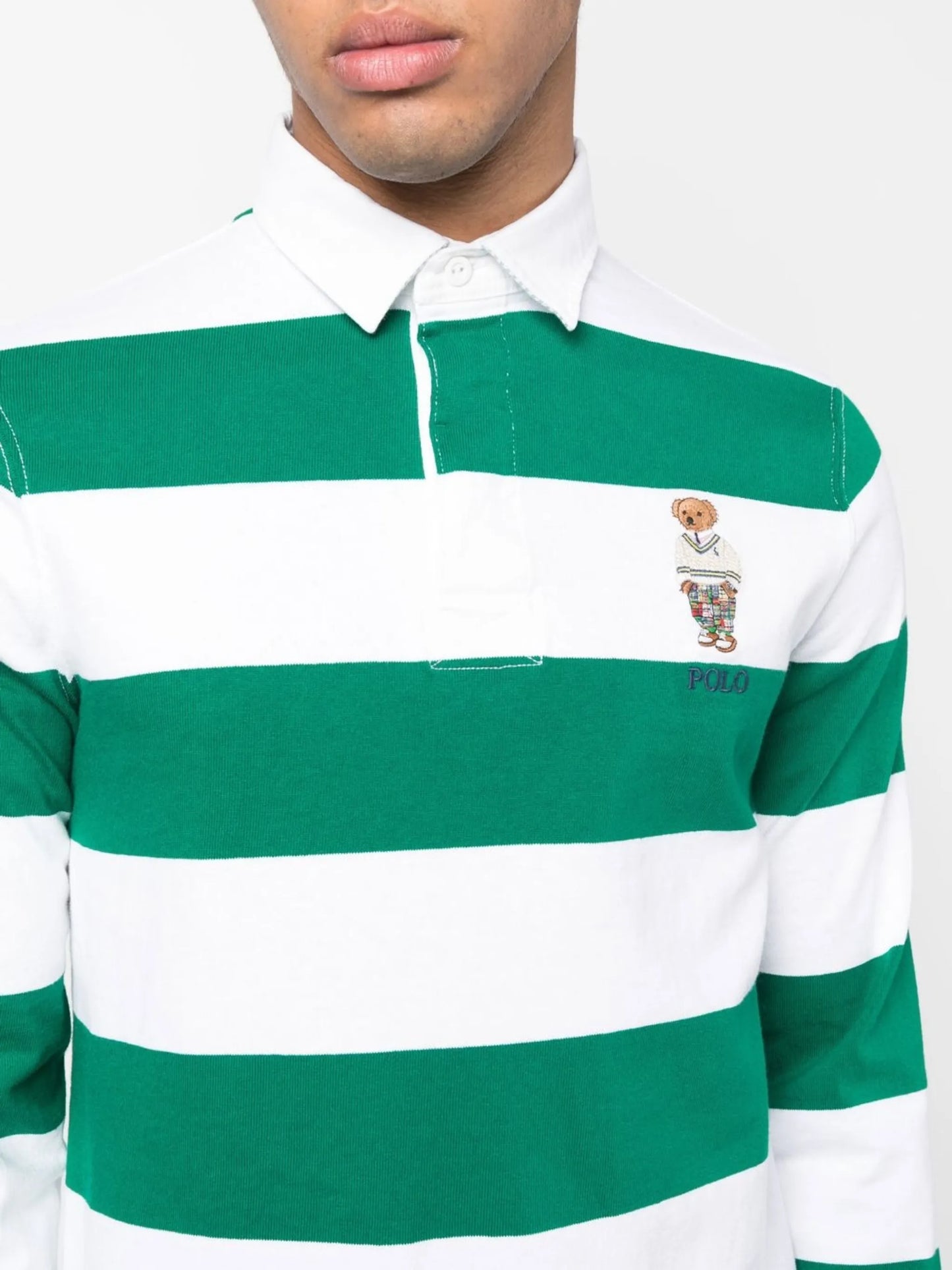 striped logo-embroidered rugby shirt