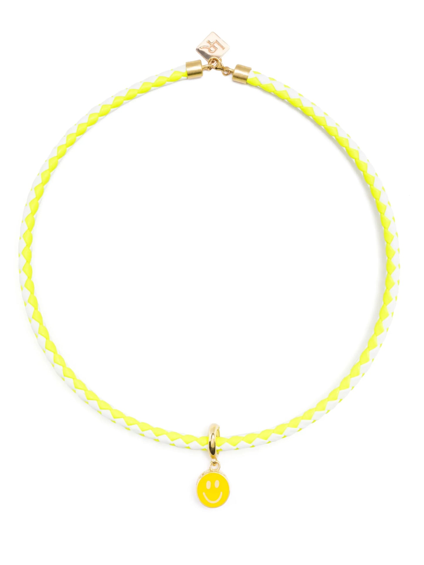 14kt yellow gold smiley face cord necklace